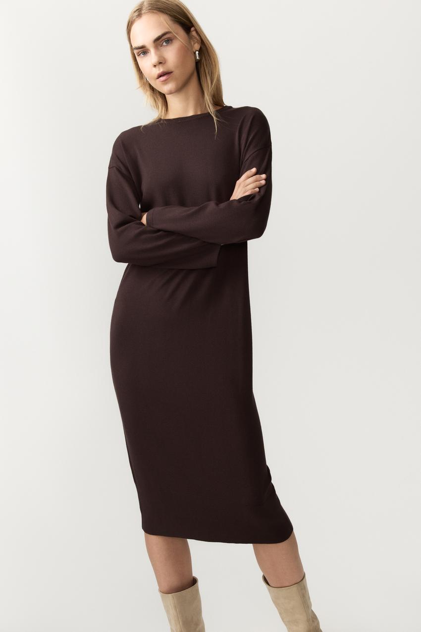 Vestido midi punto Vestidos Monos ROPA Mujer Lefties ESPAÑA