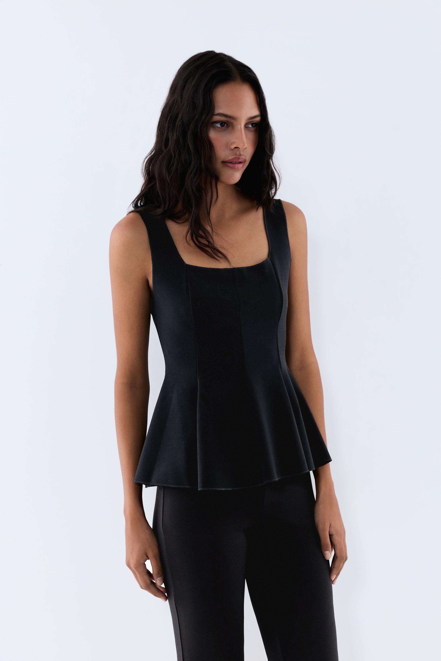 Peplum top — BLACK