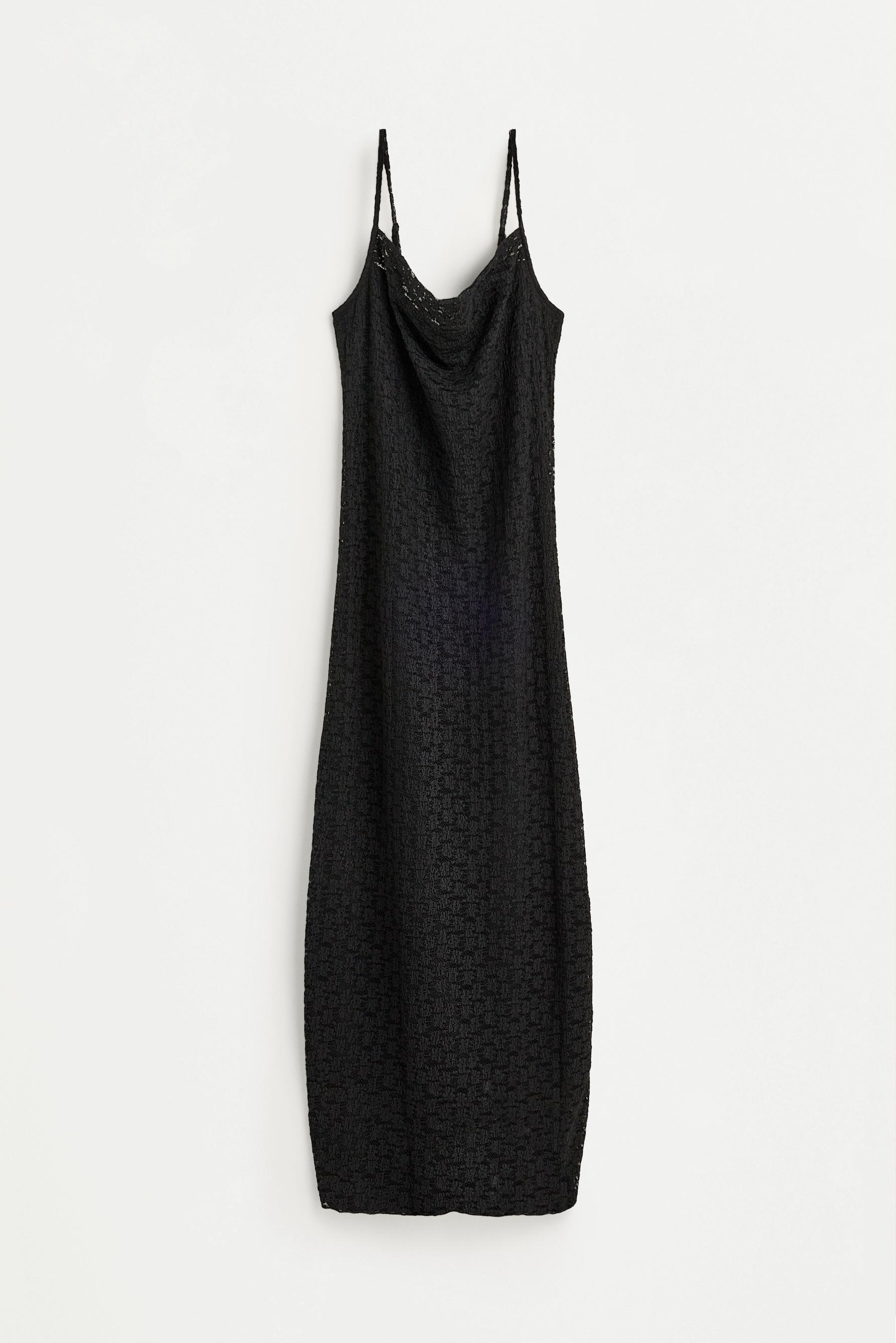 Lace midi dress — BLACK
