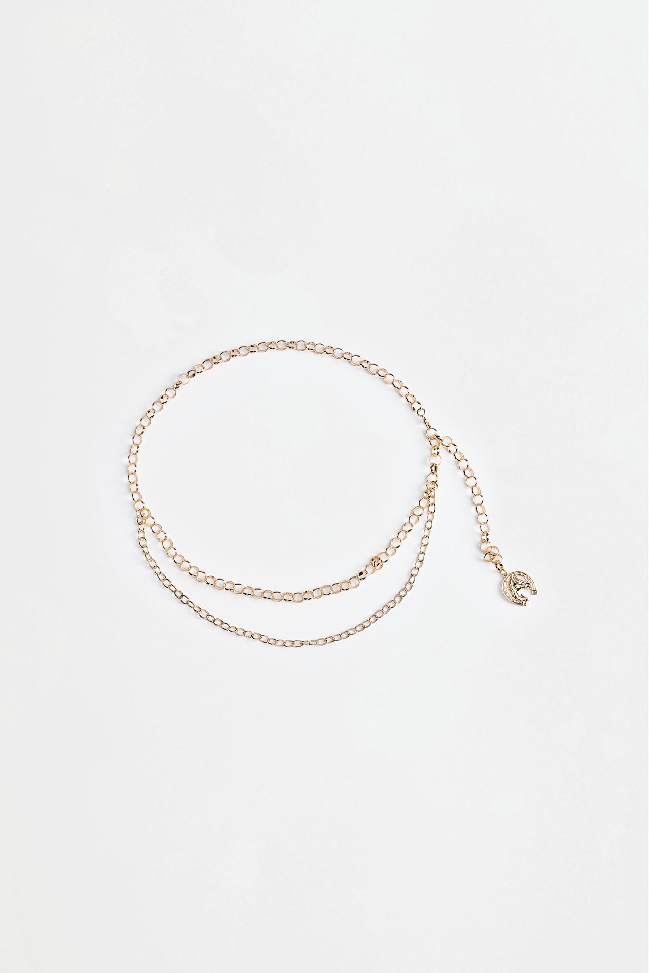 Gold double chain belt — GOLDEN