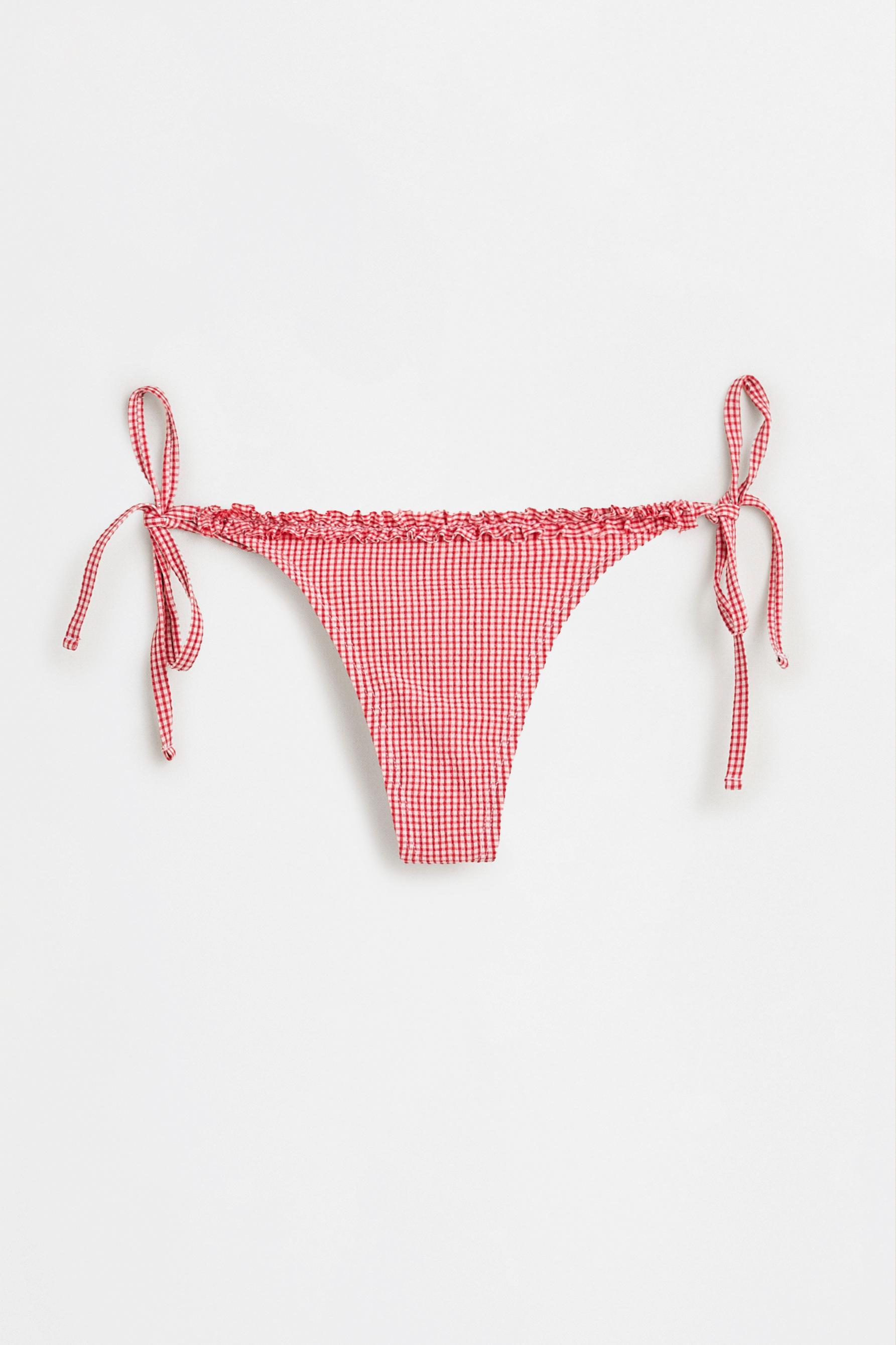 Gingham Brazilian bikini bottoms — RED