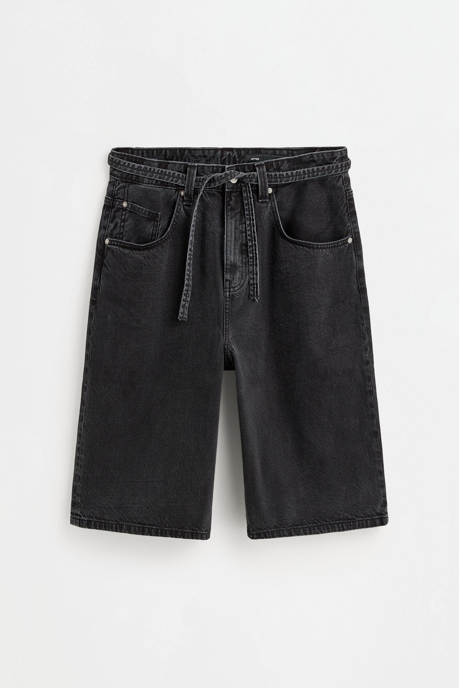 Baggy denim Bermuda shorts — BLACK