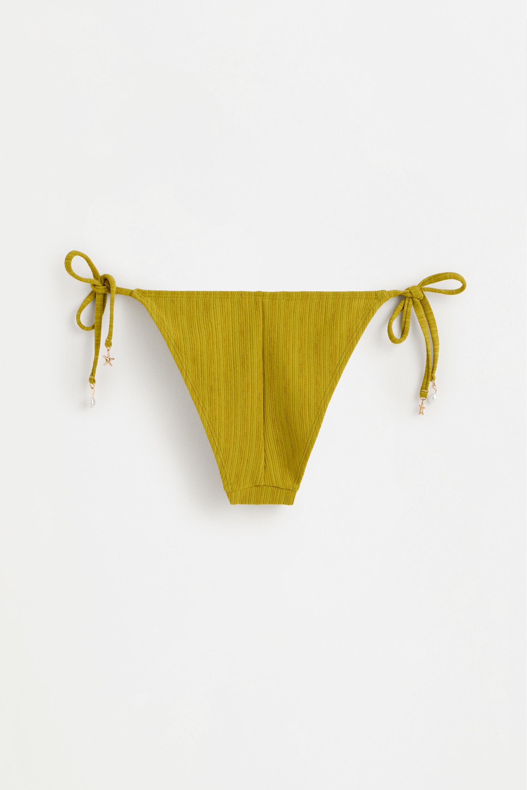 Rustic bikini briefs with charms — OLIVE GREEN