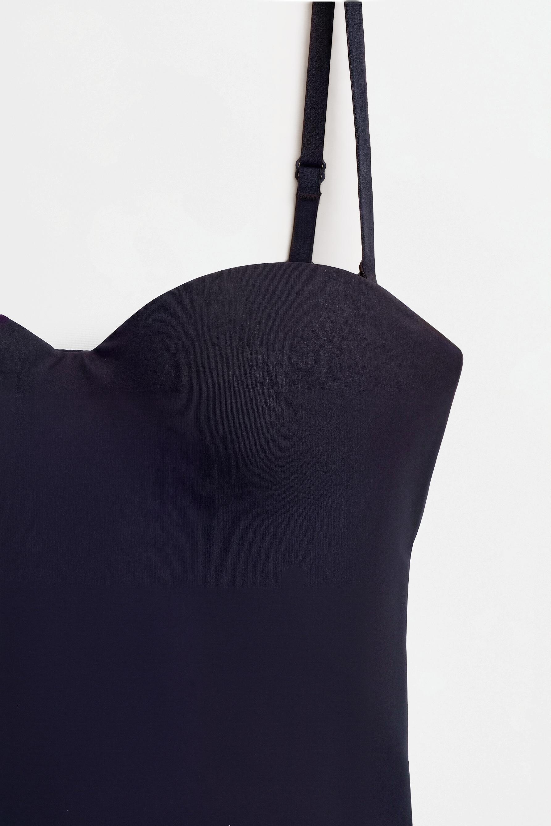 Pre-shaped bodysuit with removable straps — BLACK