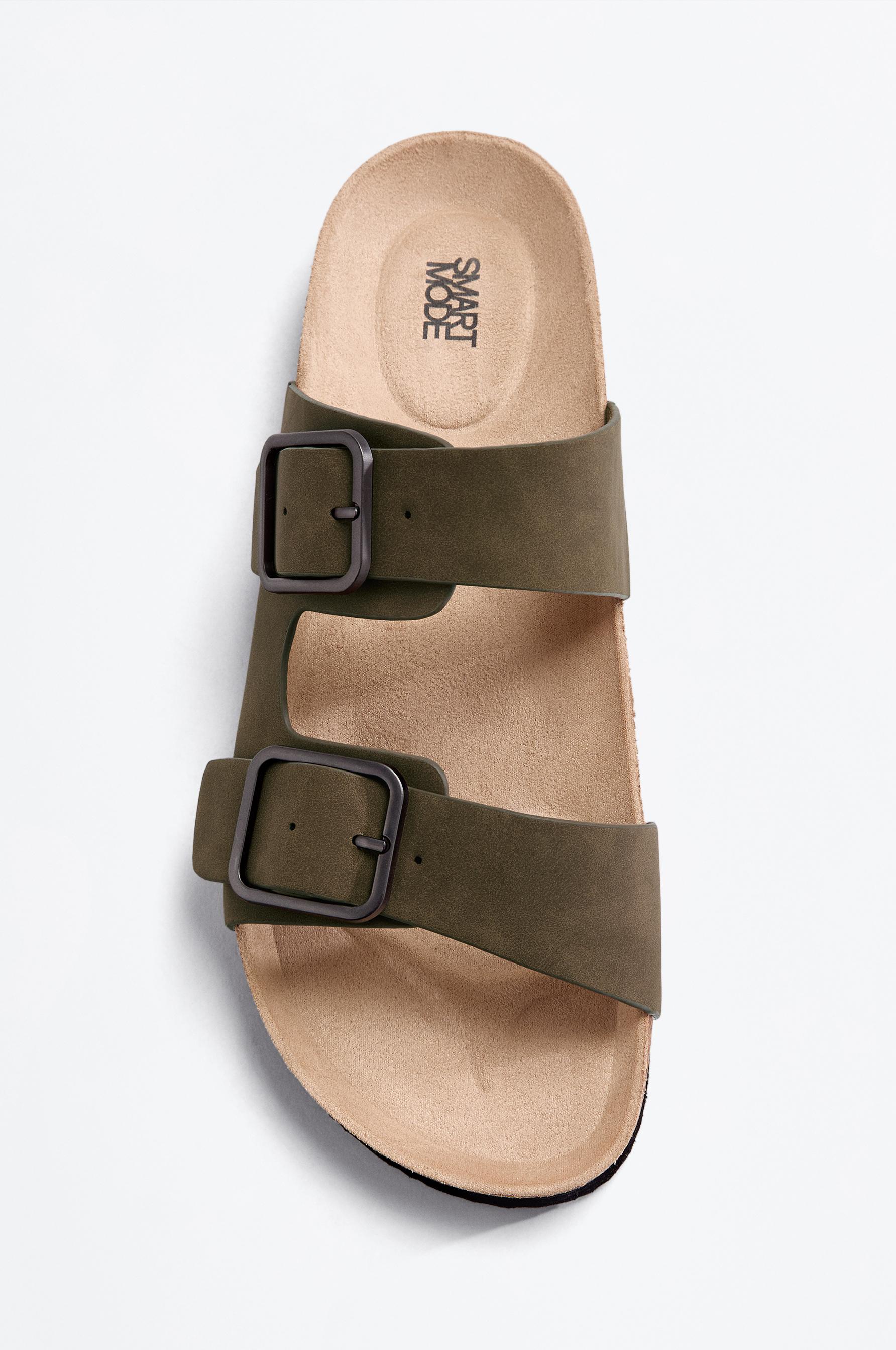 Comfort buckle sandals — KHAKI
