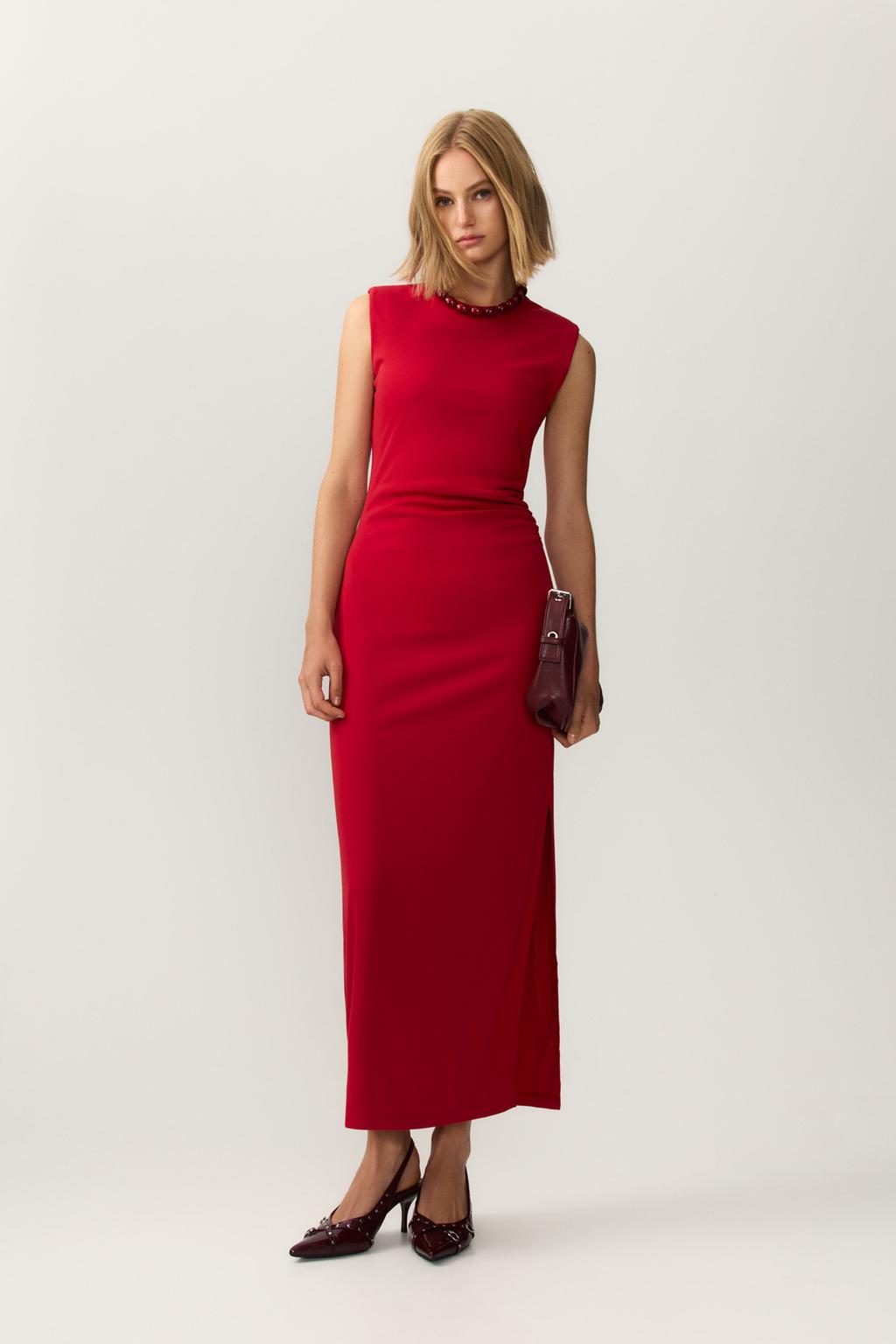Vestido midi fruncidos
