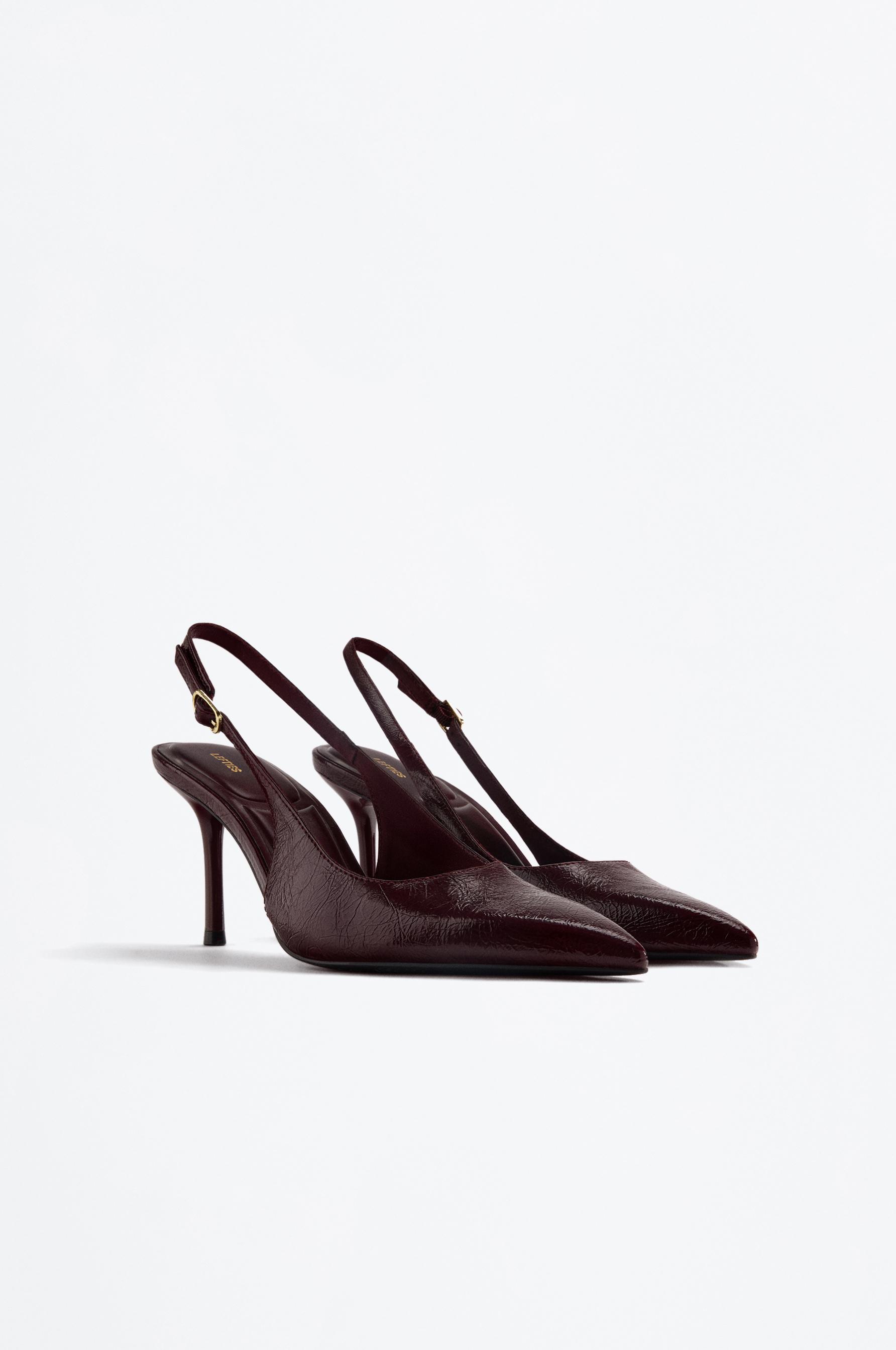 Lefties Bordo Lefties Arkasi açık topuklu ayakkabı