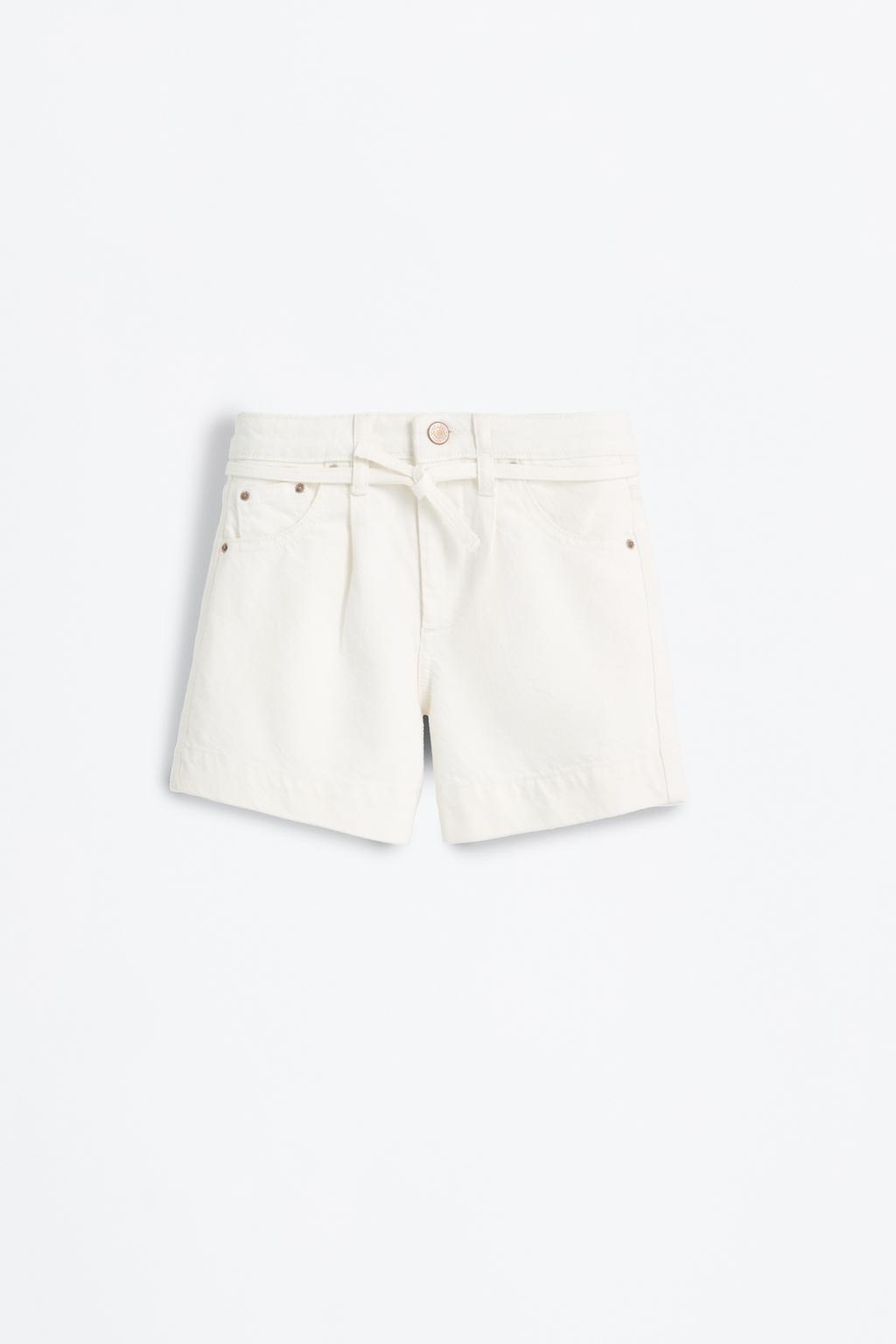 Pantalón curto denim wide leg