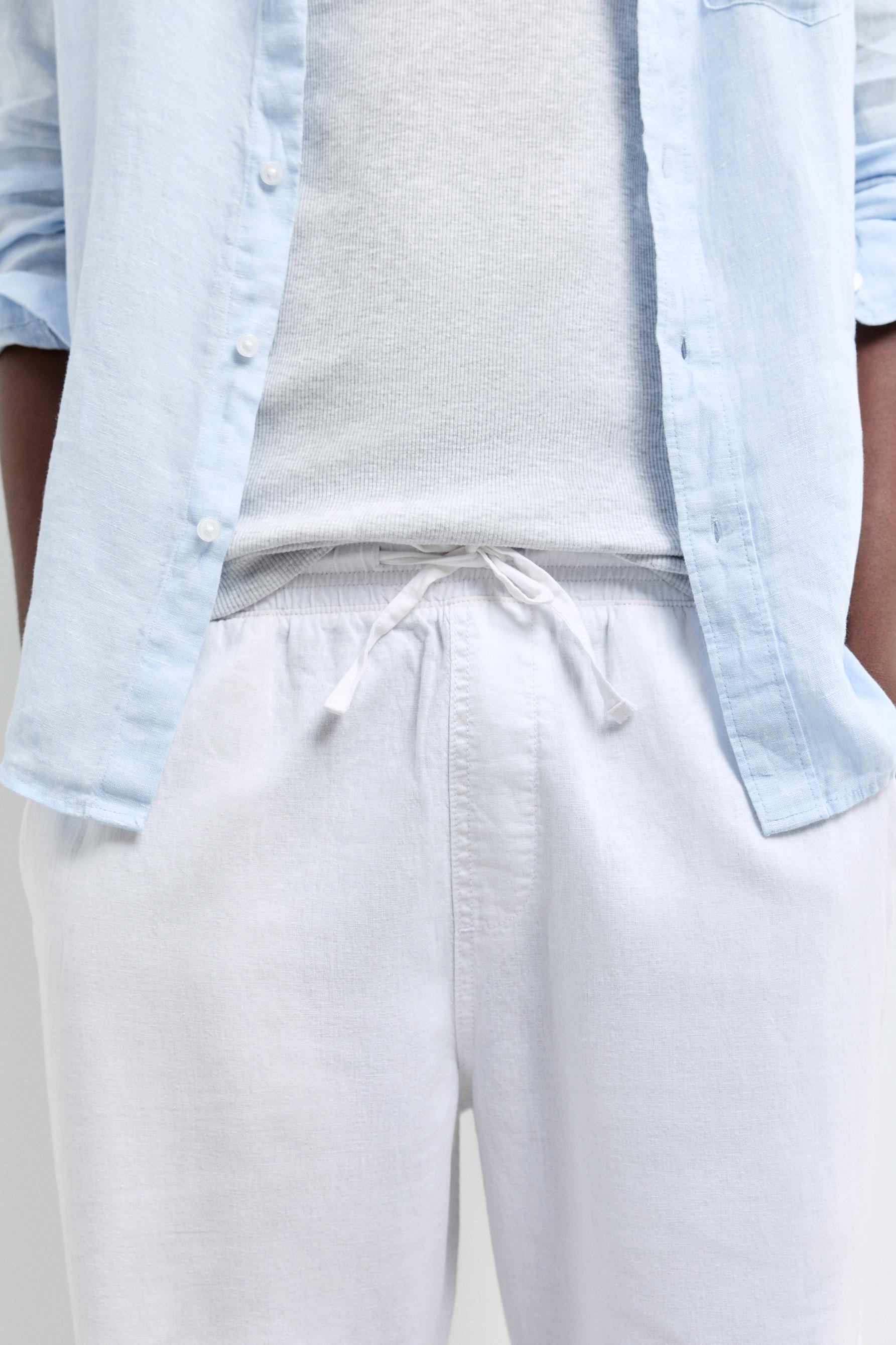 Linen-cotton jogger trousers — WHITE