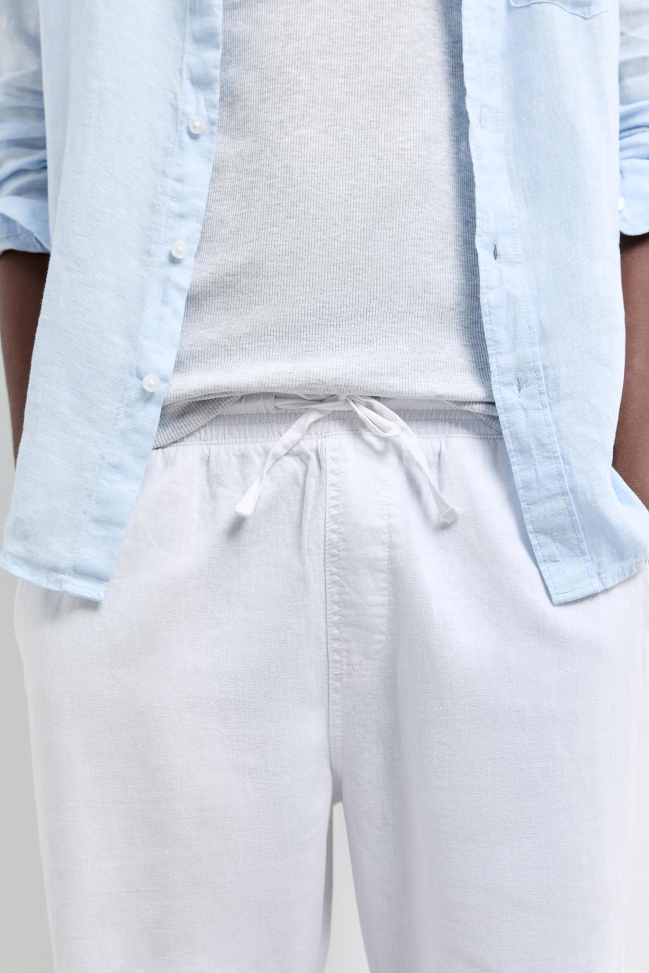 Linen-cotton jogger trousers — WHITE