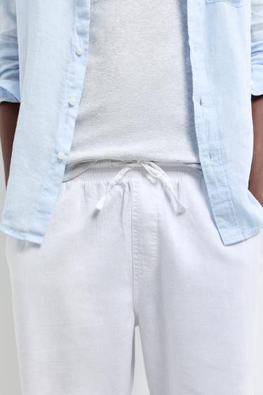 Linen-cotton jogger trousers — WHITE 3