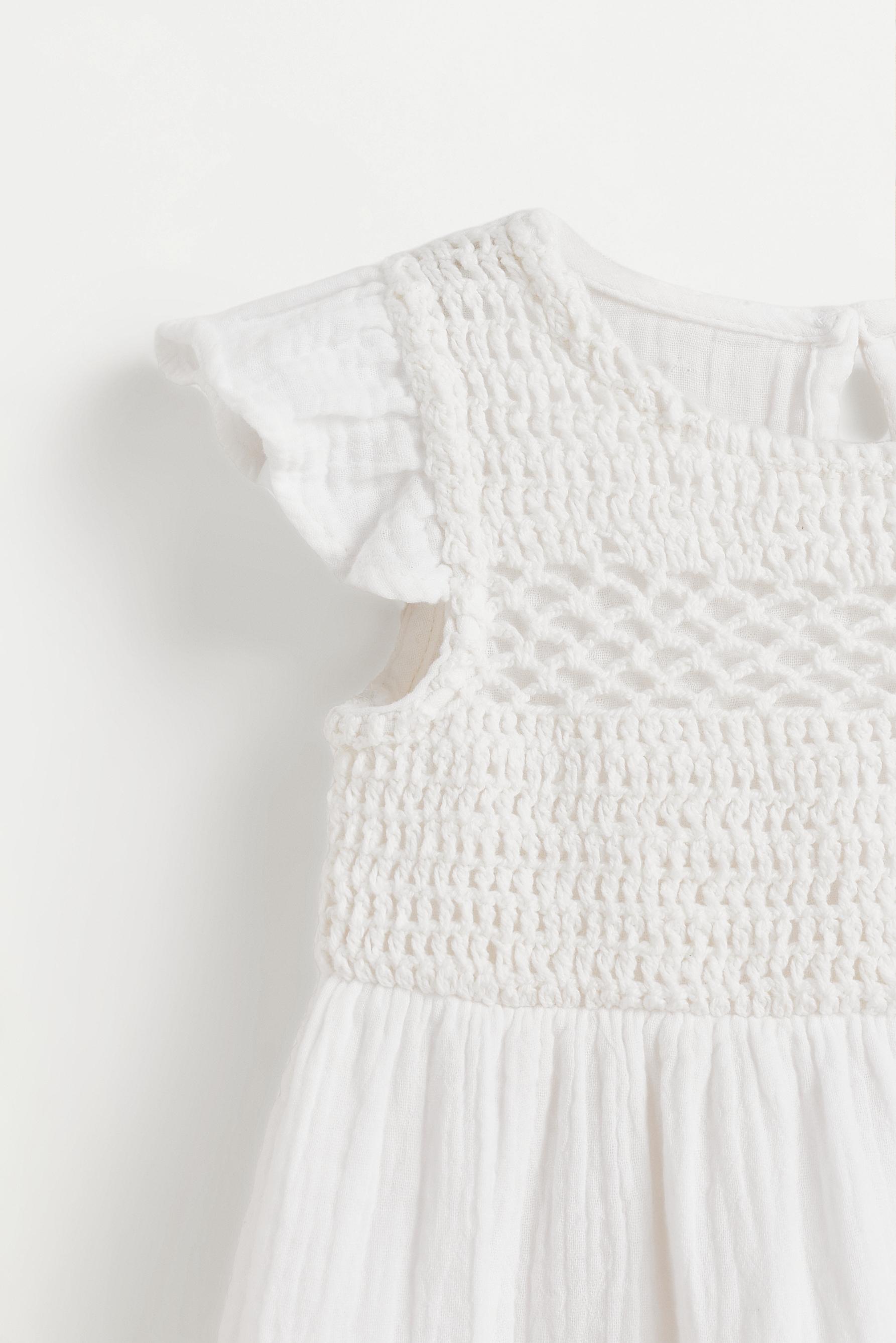 Crochet detail dress — ECRU
