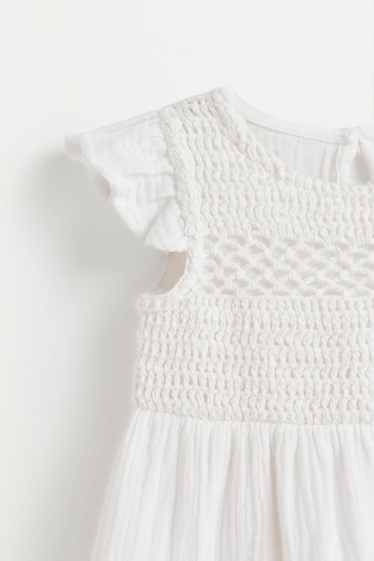 Crochet detail dress — ECRU