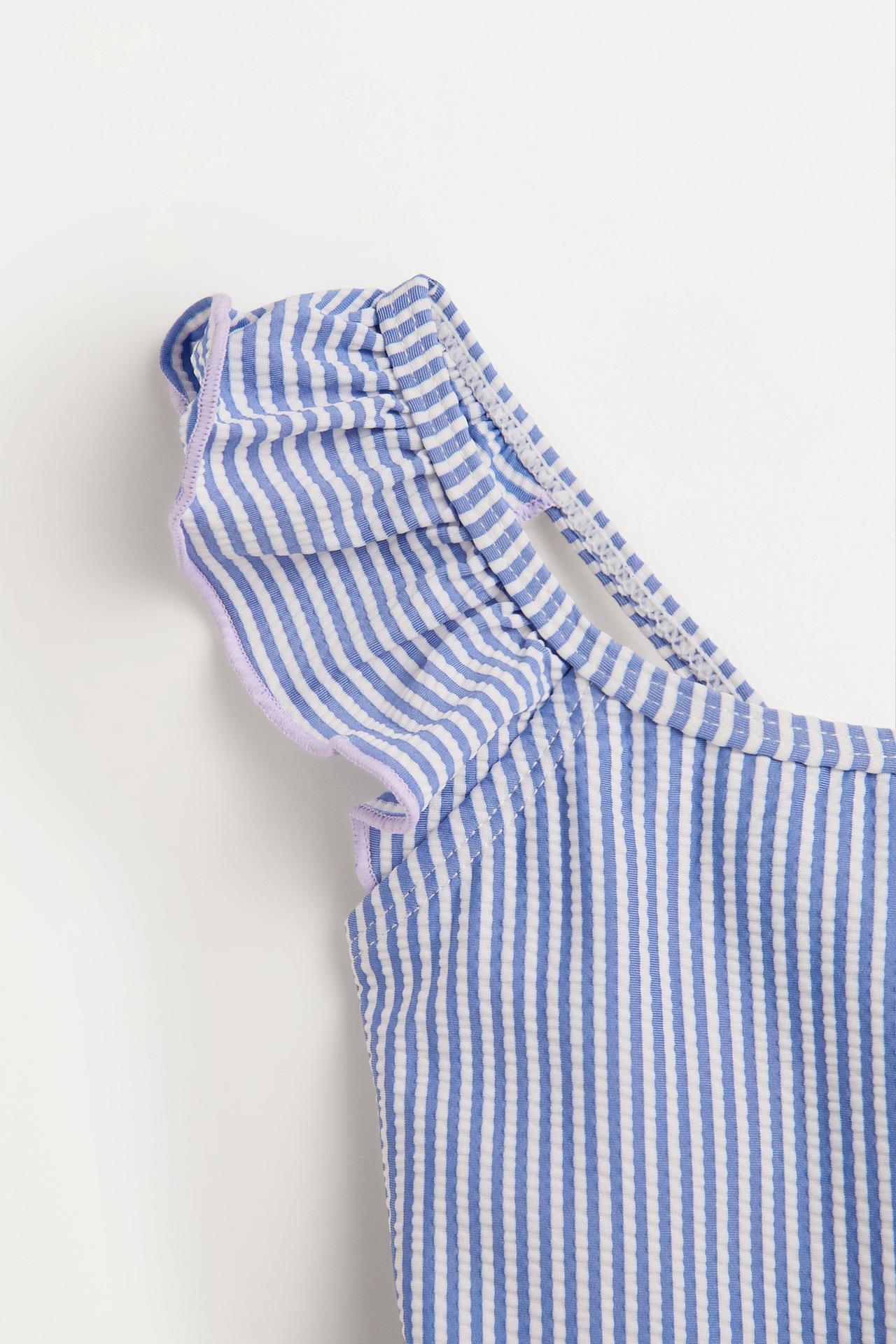 Striped ruffled swimsuit — BLUE