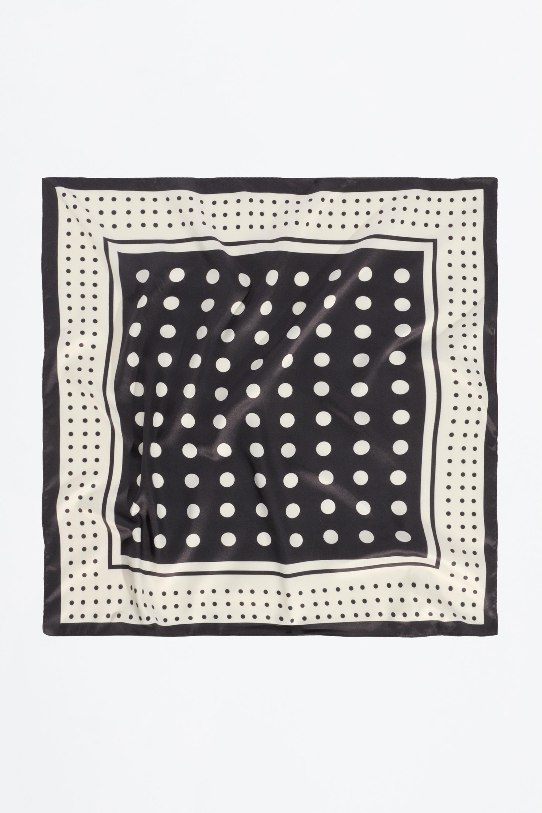 Polka dot satin scarf — BLACK/WHITE
