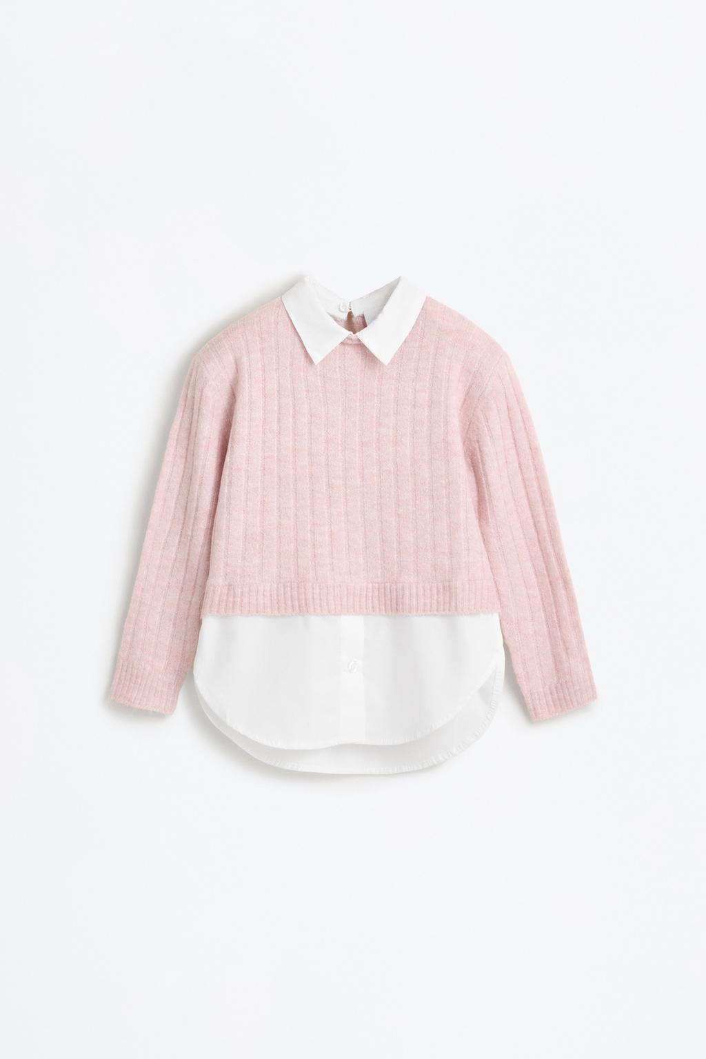 Combined knit shirt