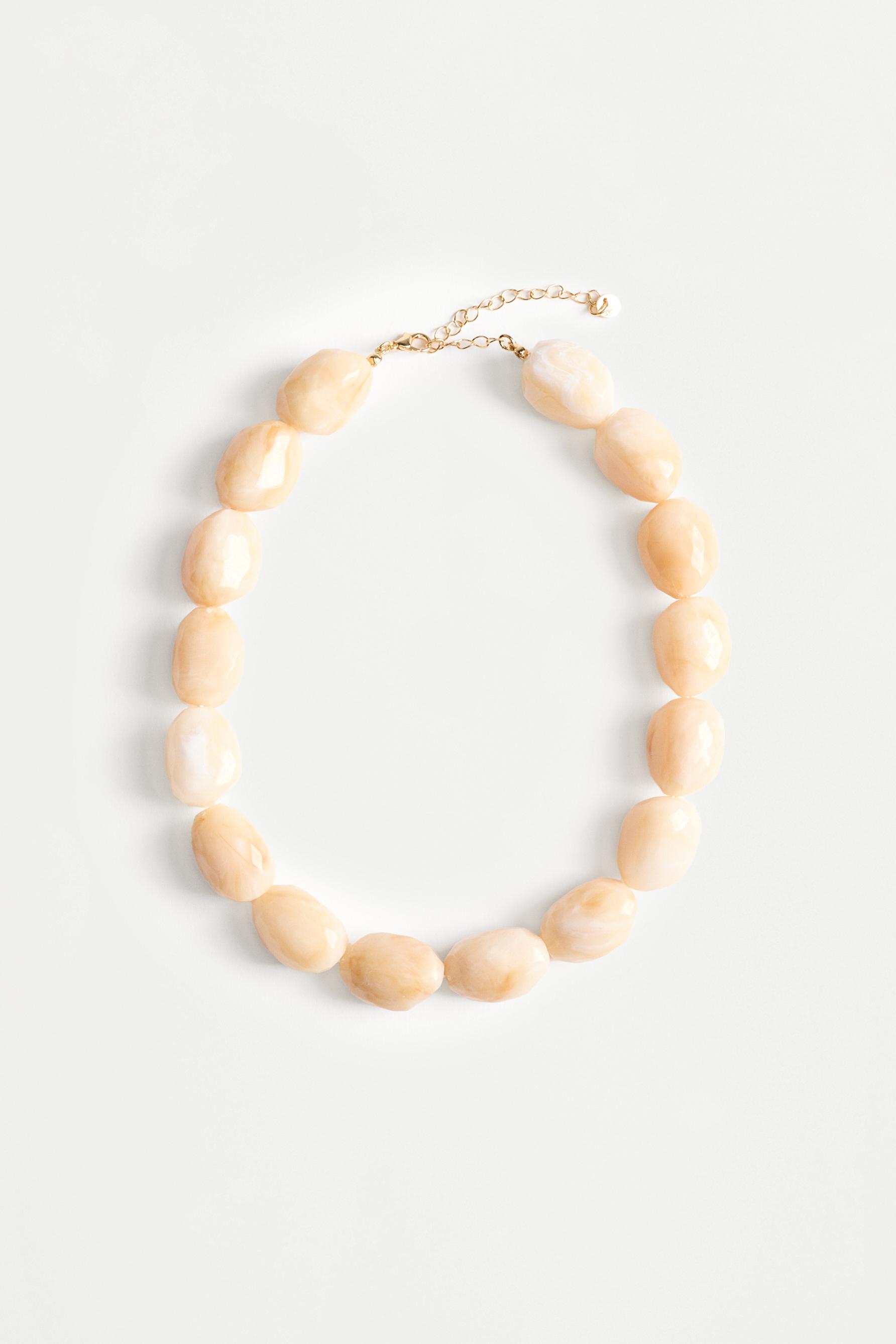 Beige bead necklace — ECRU