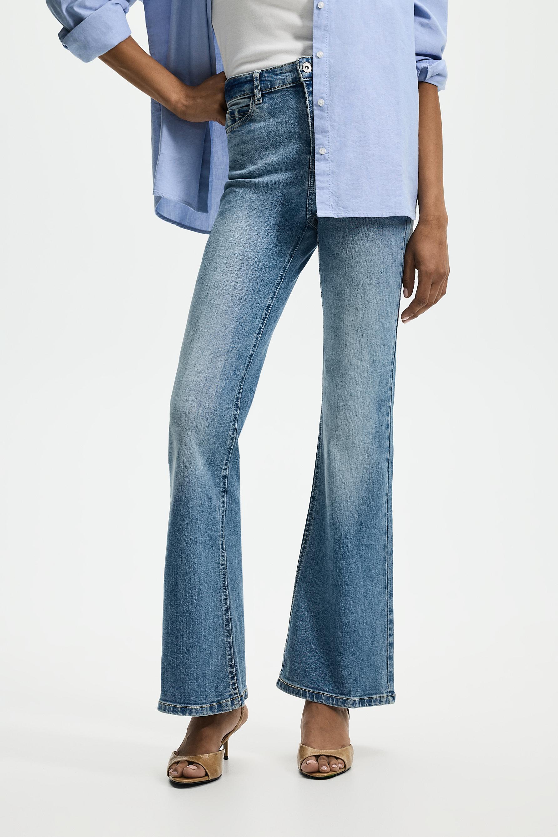 High-waist basic bell bottom jeans — INDIGO
