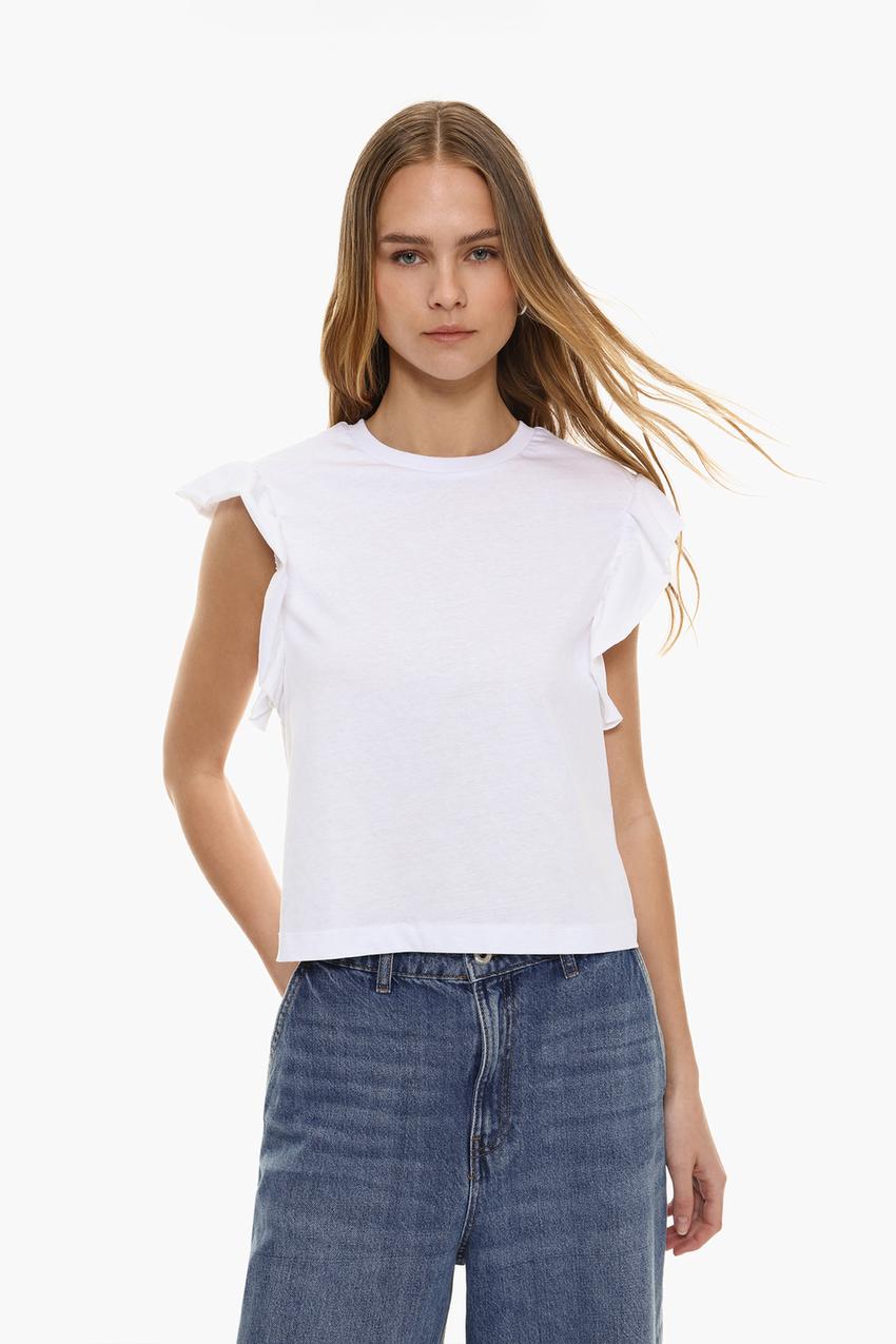 Playera volantes Camisas Manga Larga Camisas Blusas ROPA