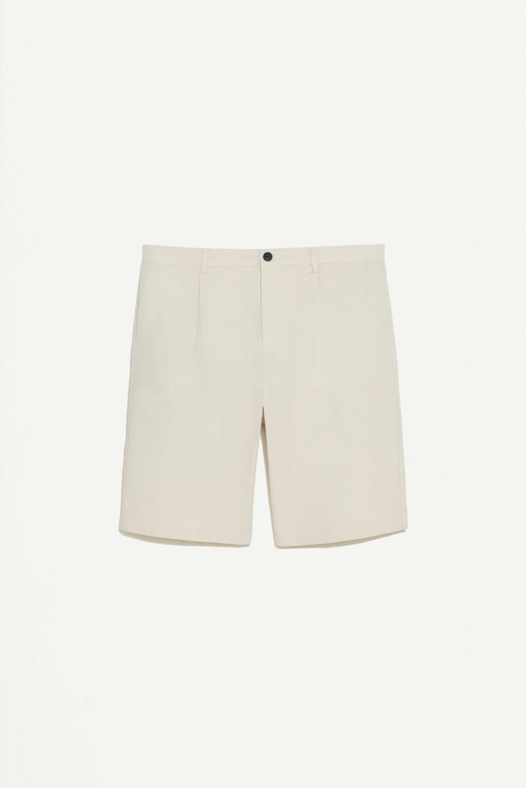 Pleated chino Bermuda shorts — GREY