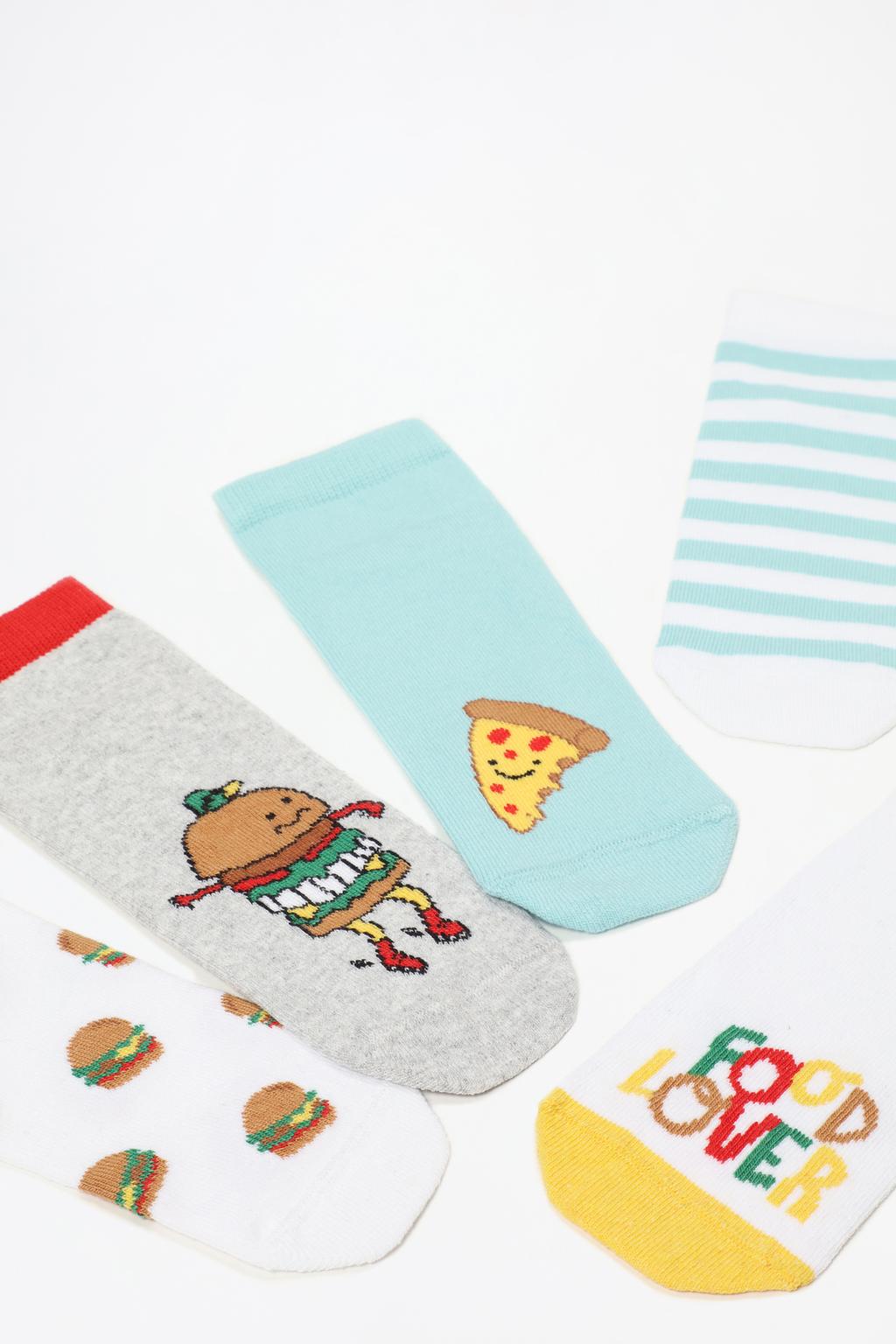 5-pack of contrast food lover ankle socks