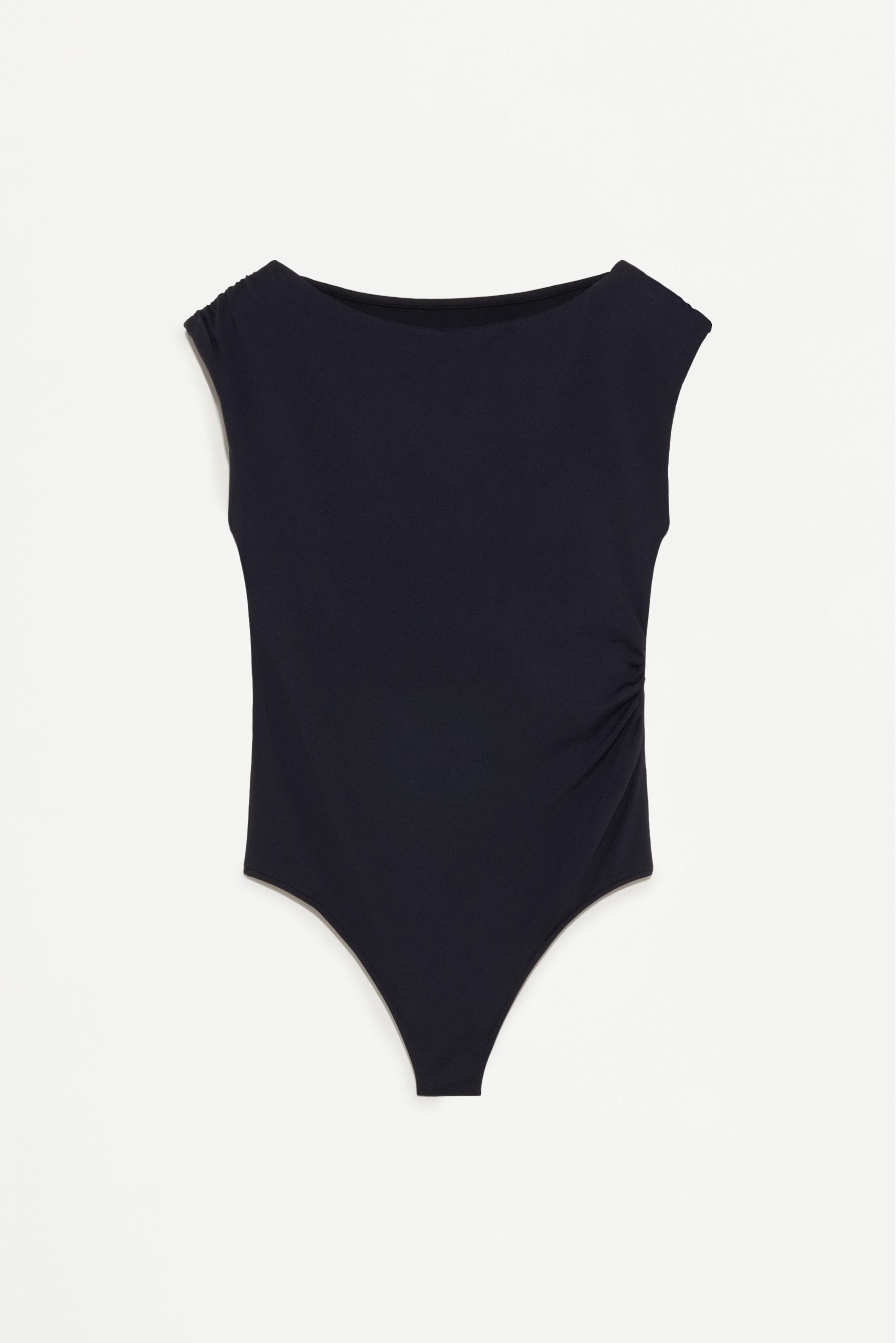 Polyamide sleeveless bodysuit — BLACK