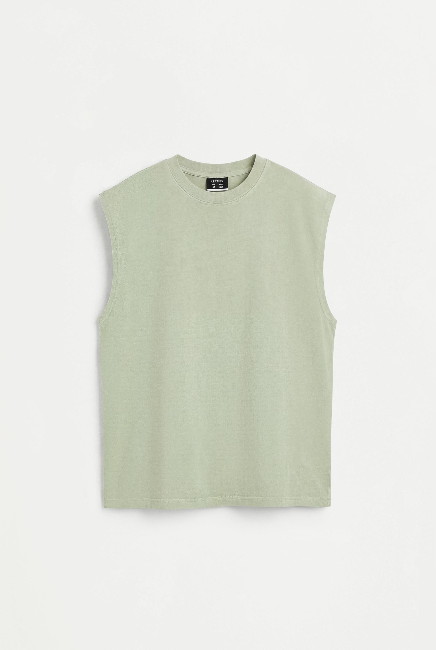 Faded-effect sleeveless T-shirt — STEEL