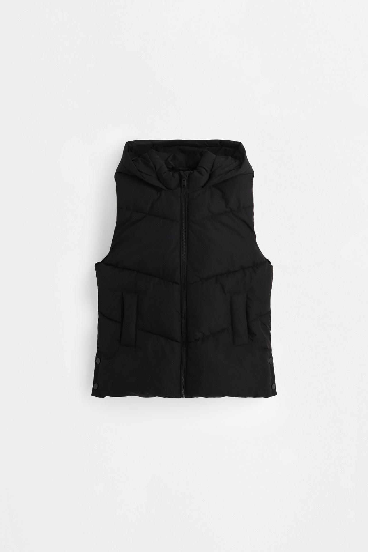 Long padded gilet — BLACK
