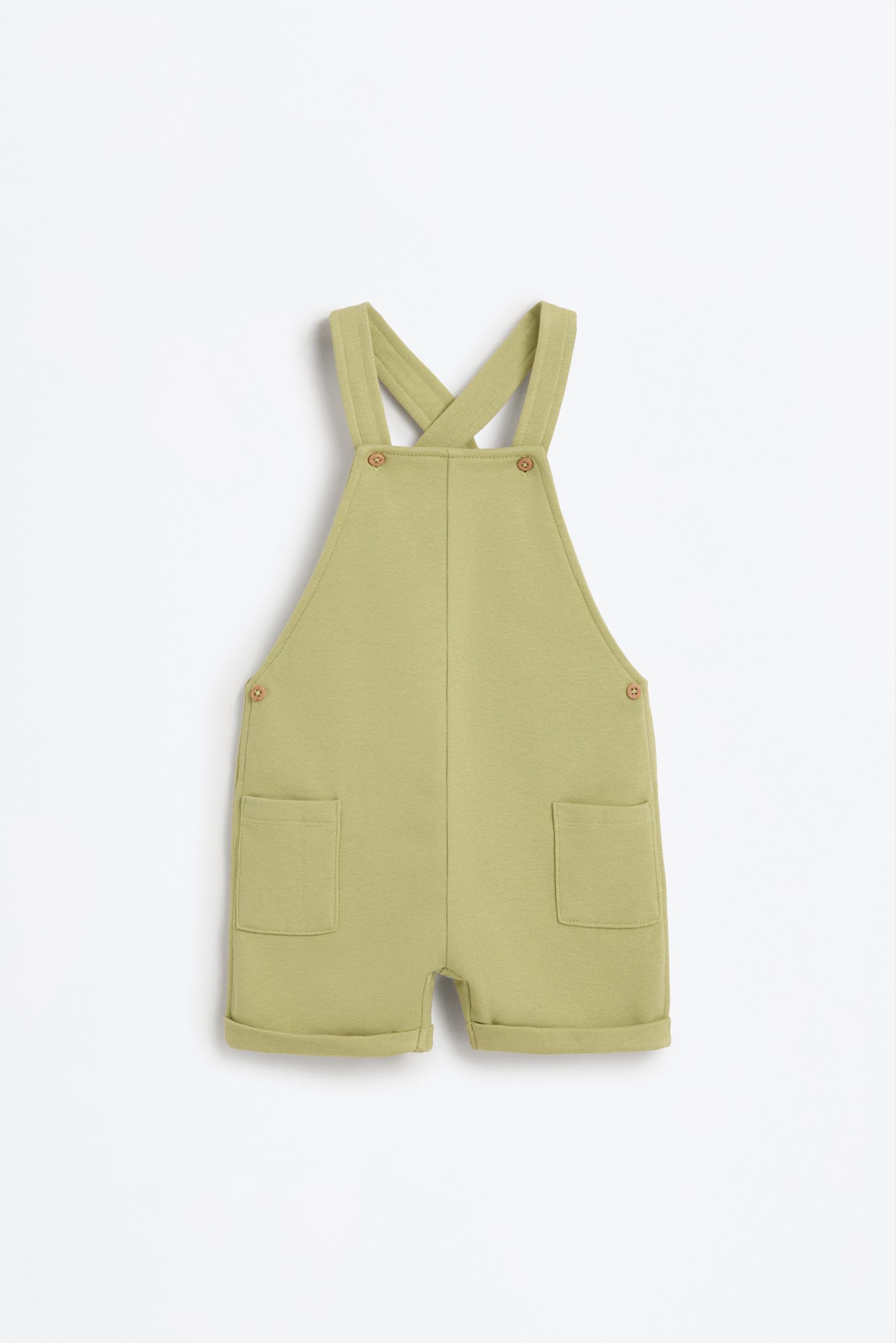 Plush dungarees and T-shirt set — OLIVE GREEN