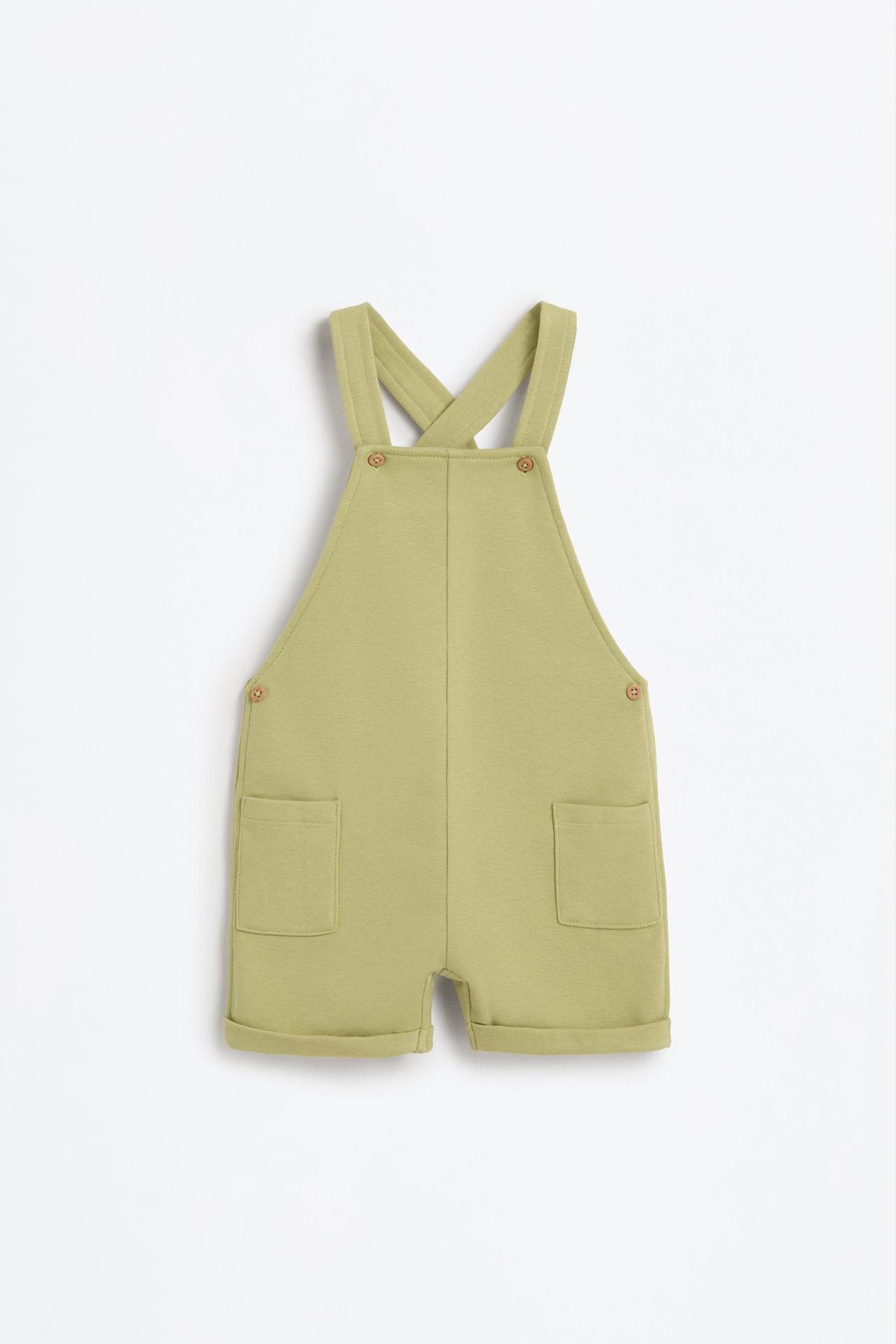 Plush dungarees and T-shirt set — OLIVE GREEN