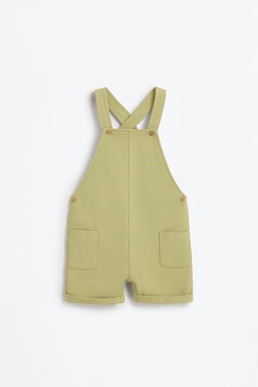 Plush dungarees and T-shirt set — OLIVE GREEN 3