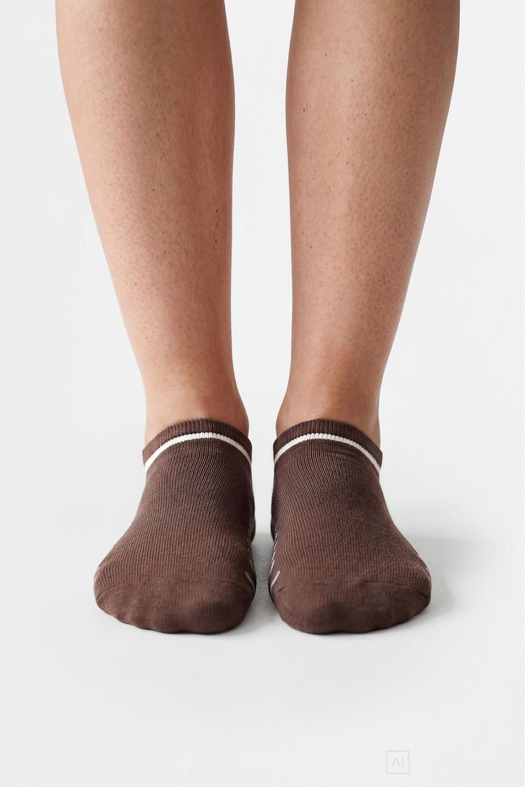Non-slip sports ankle socks (3-pack) — CHOCOLATE