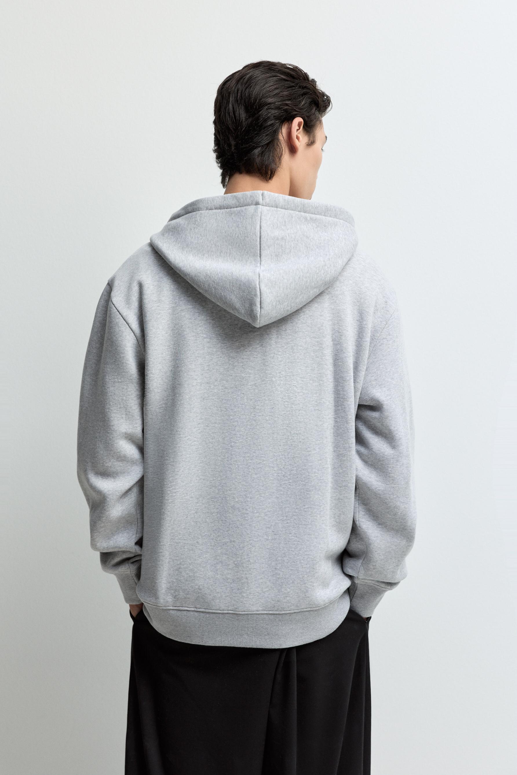 Basic zip-up hoodie — GREY MARL
