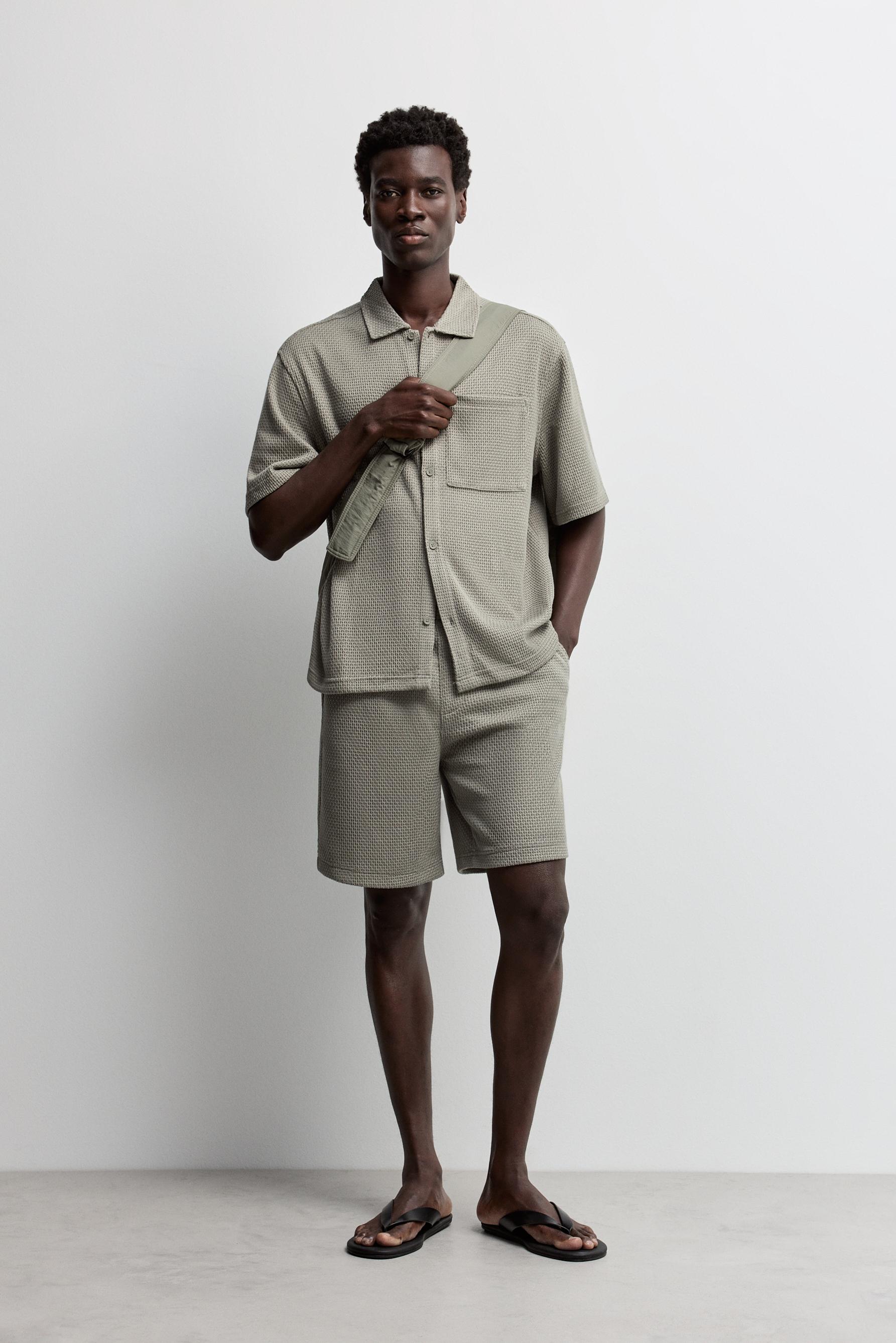Waffle texture shirt — PALE GREEN
