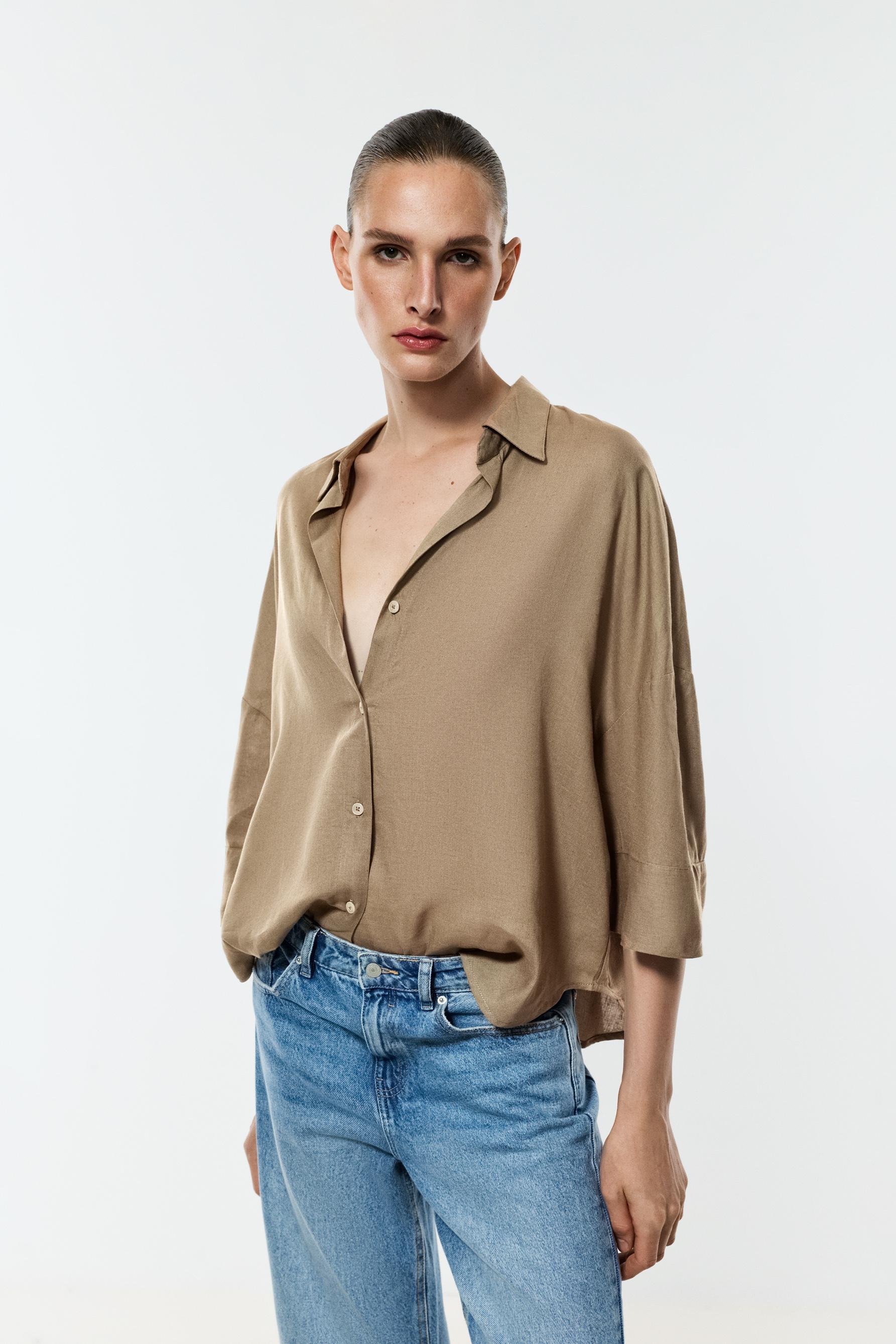 Wide sleeve shirt — KHAKI