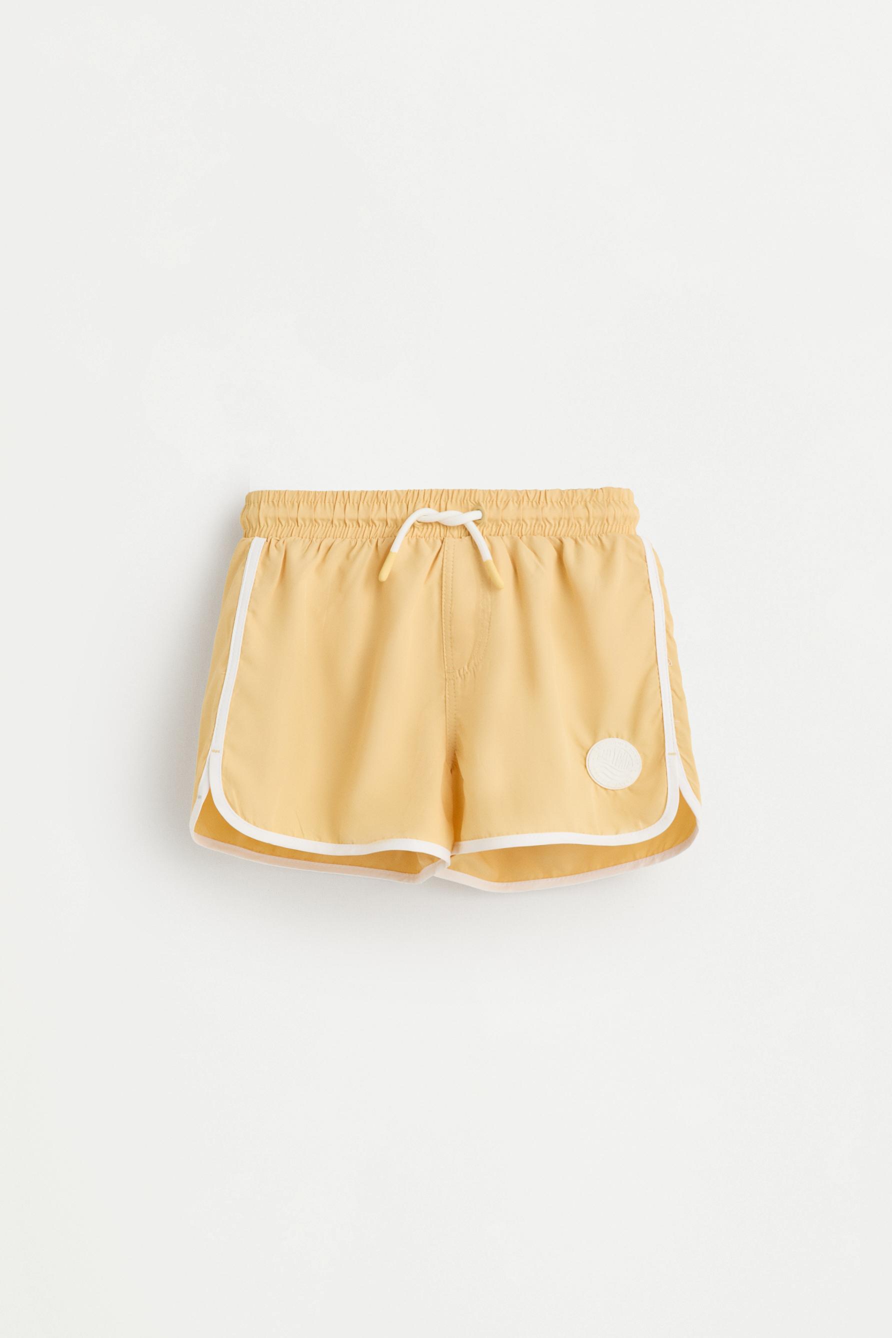 Contrast-line swim shorts — CURRY YELLOW