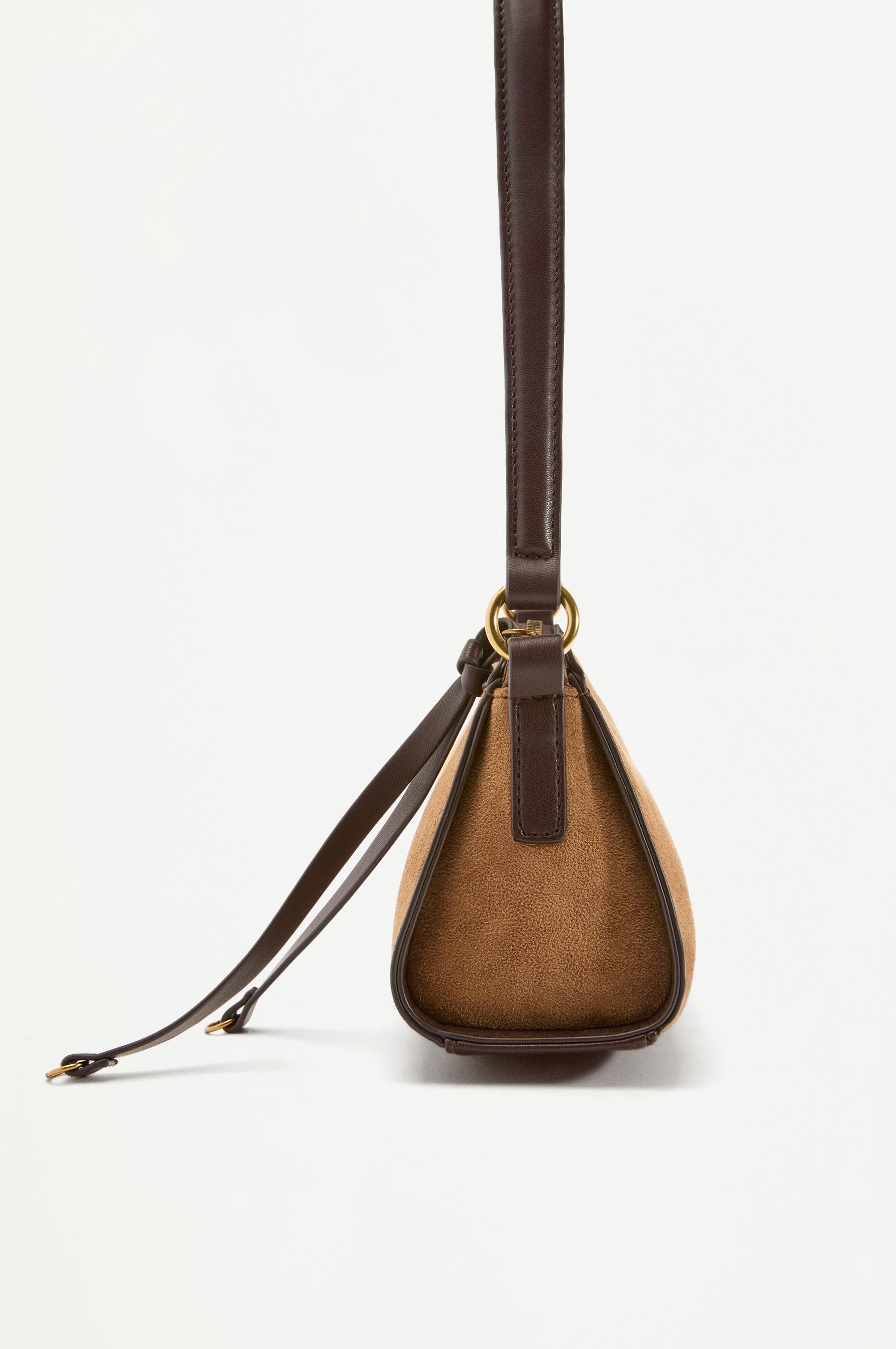 Faux suede shoulder bag — CAMEL