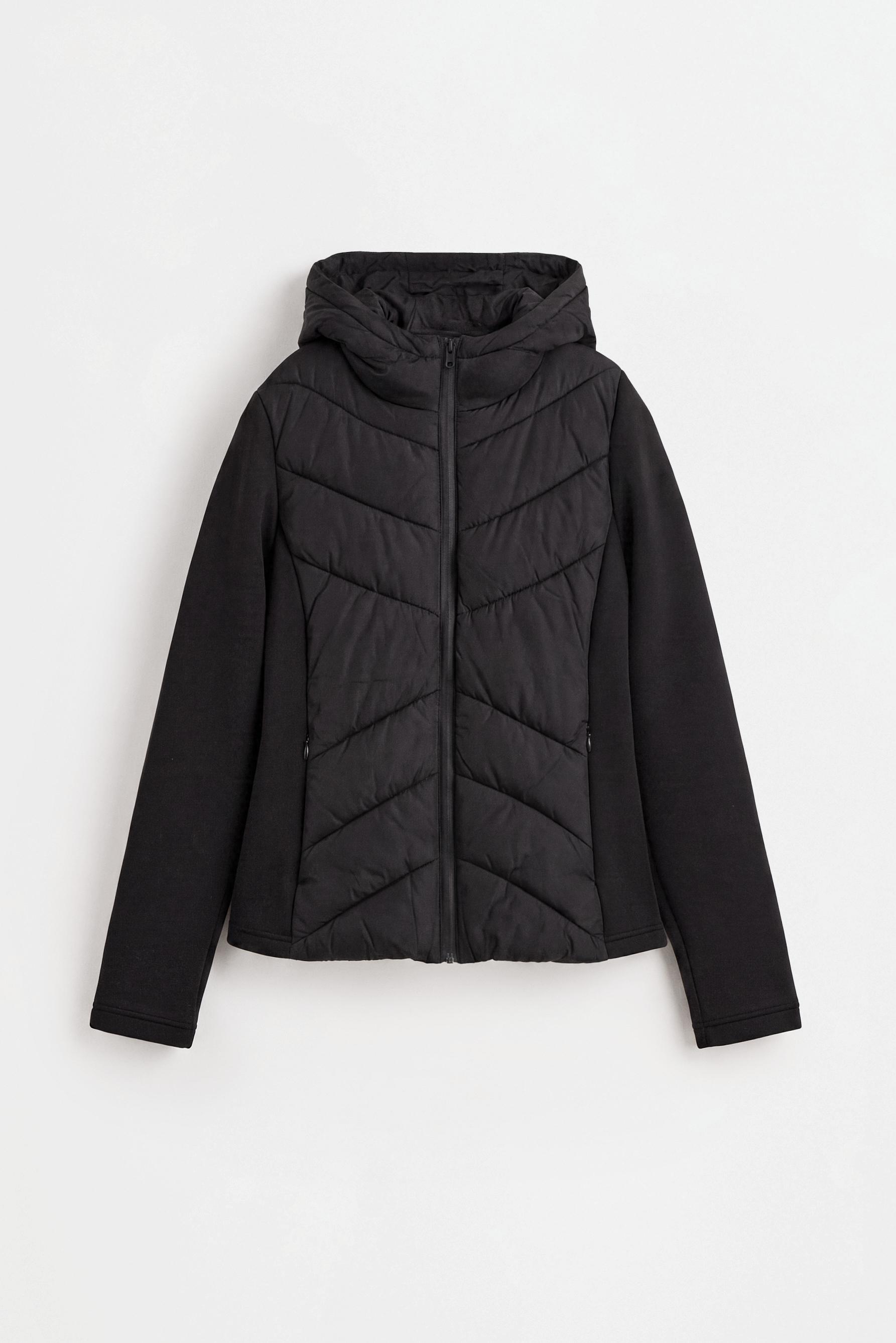 Combined quilted jacket — BLACK