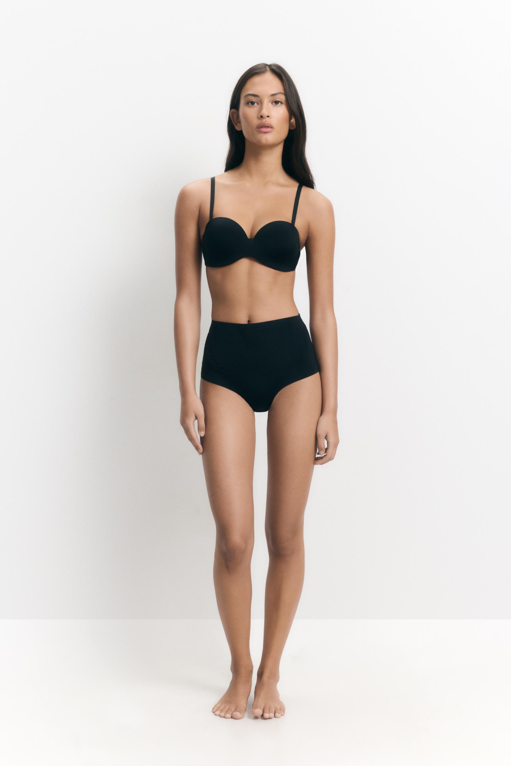Microfibre shapewear high-waist briefs — BLACK