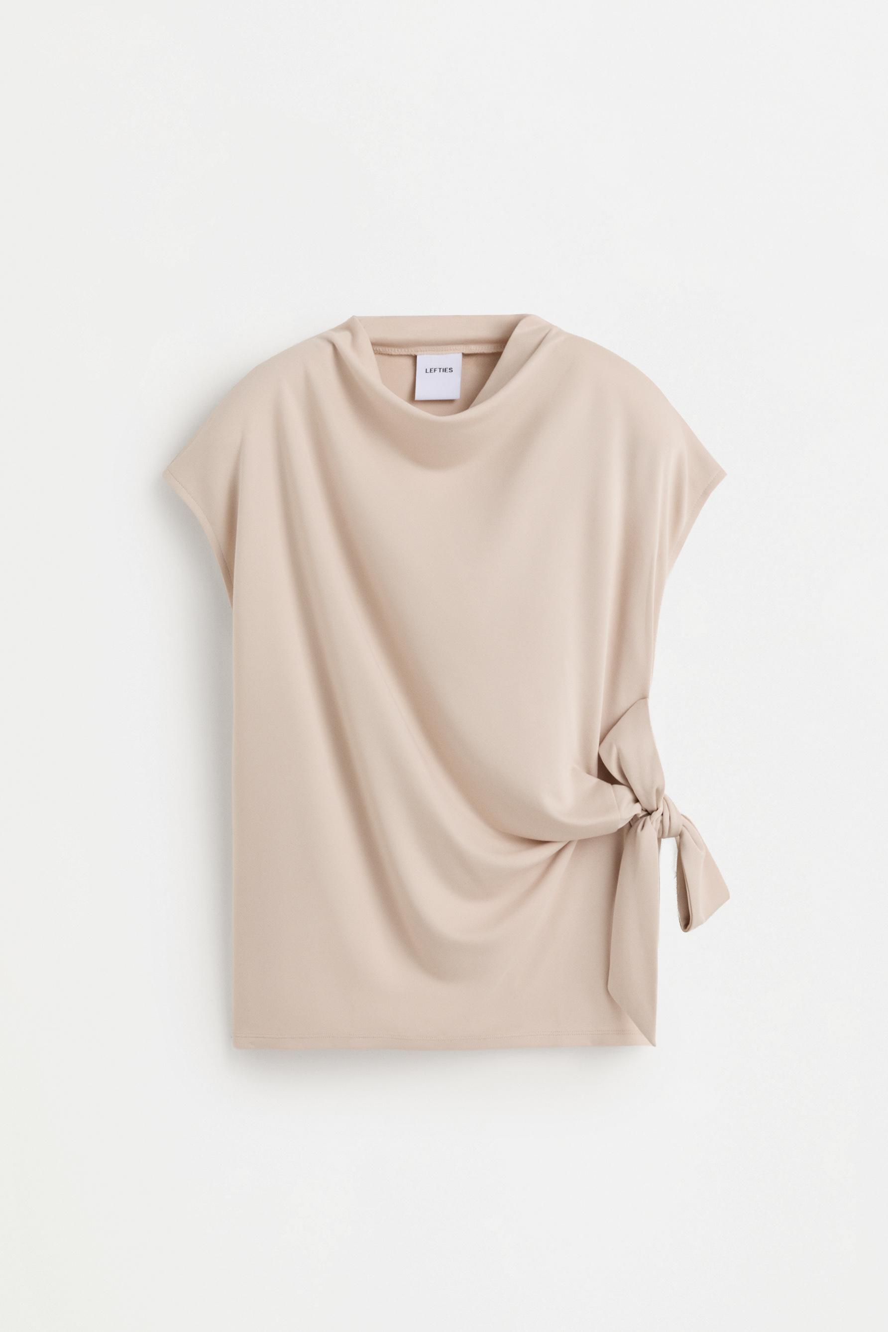Flowing tie-detail T-shirt — MINK