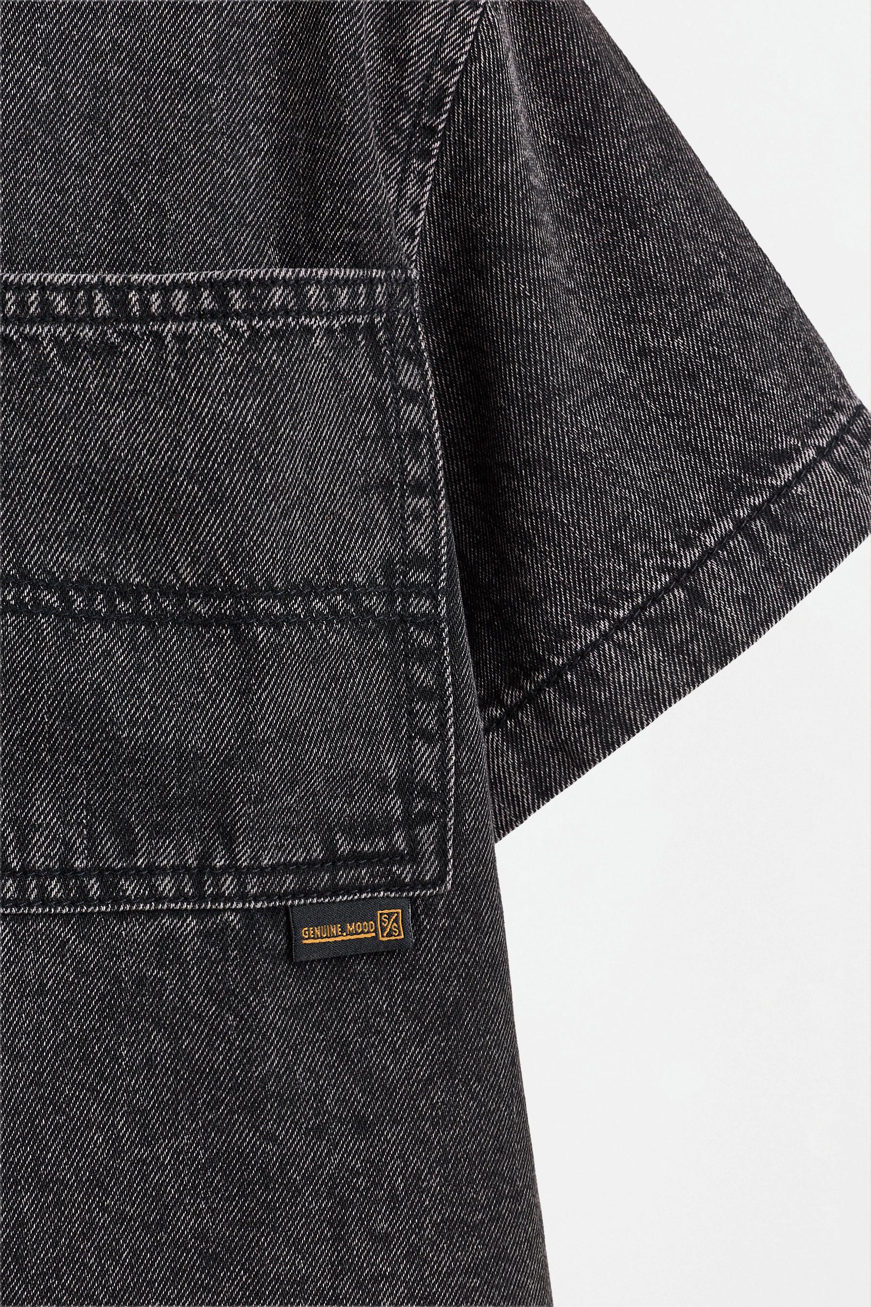 Short sleeve denim shirt — BLACK