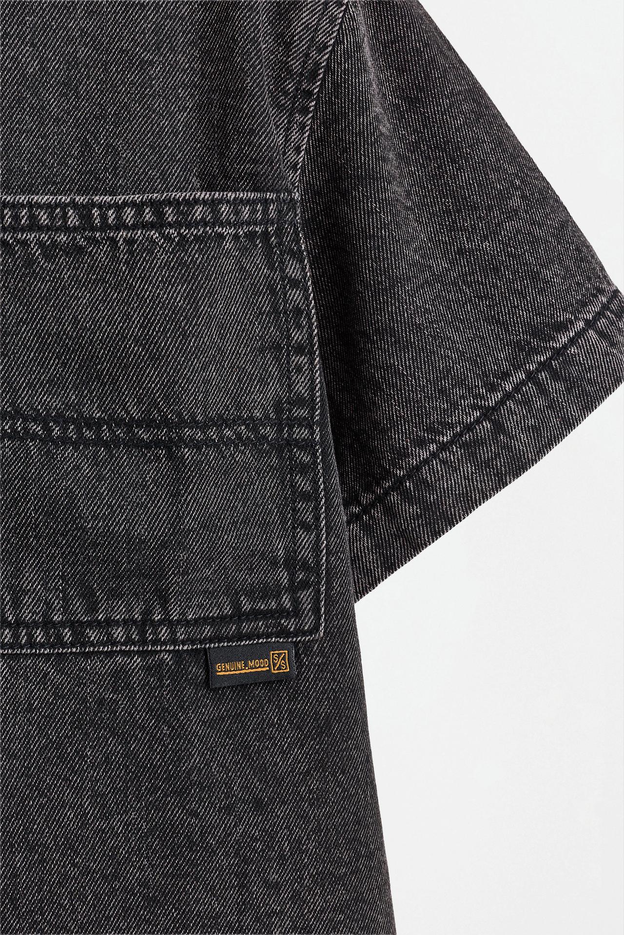 Short sleeve denim shirt — BLACK