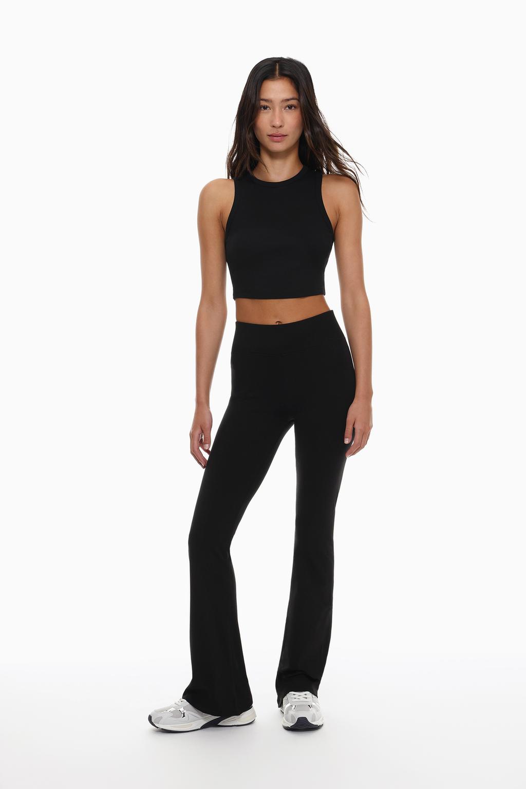 Leggings à boca de sino com cintura canelada