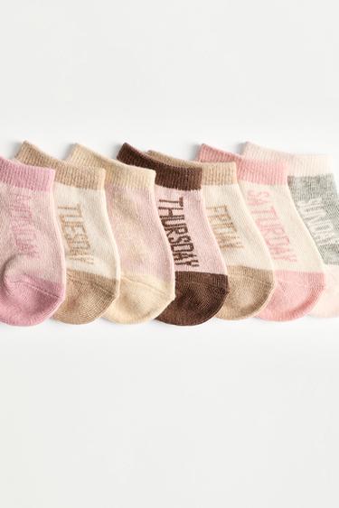 Days of the Week Short Socks (7-Pack) — PINK 3