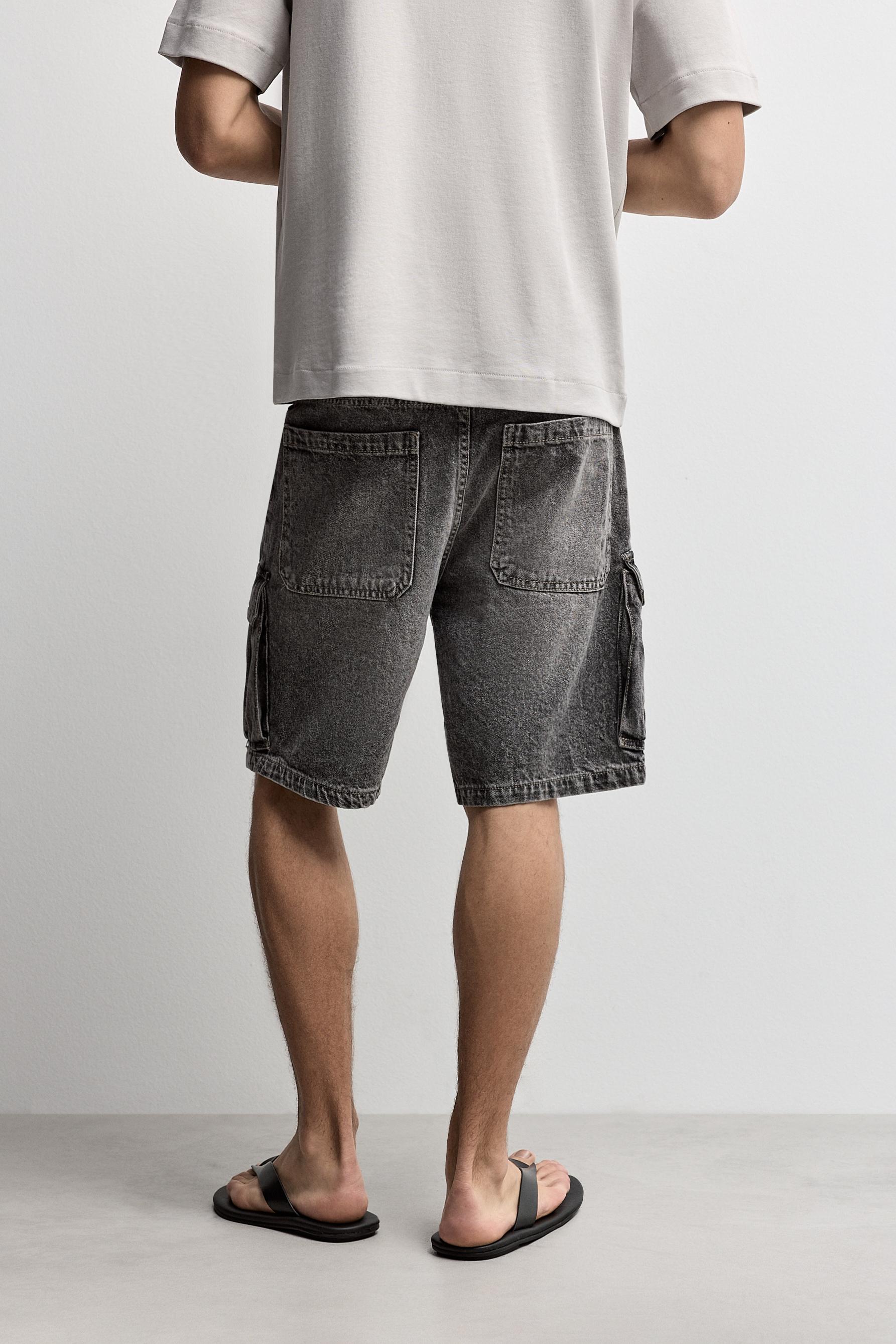 Denim cargo Bermuda shorts — CHARCOAL