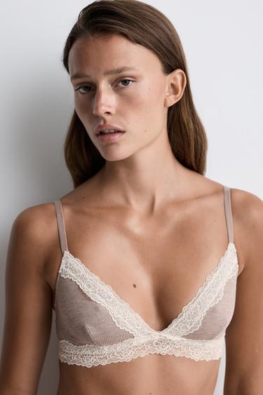 Lace triangle bra (2-pack) — BROWN 3