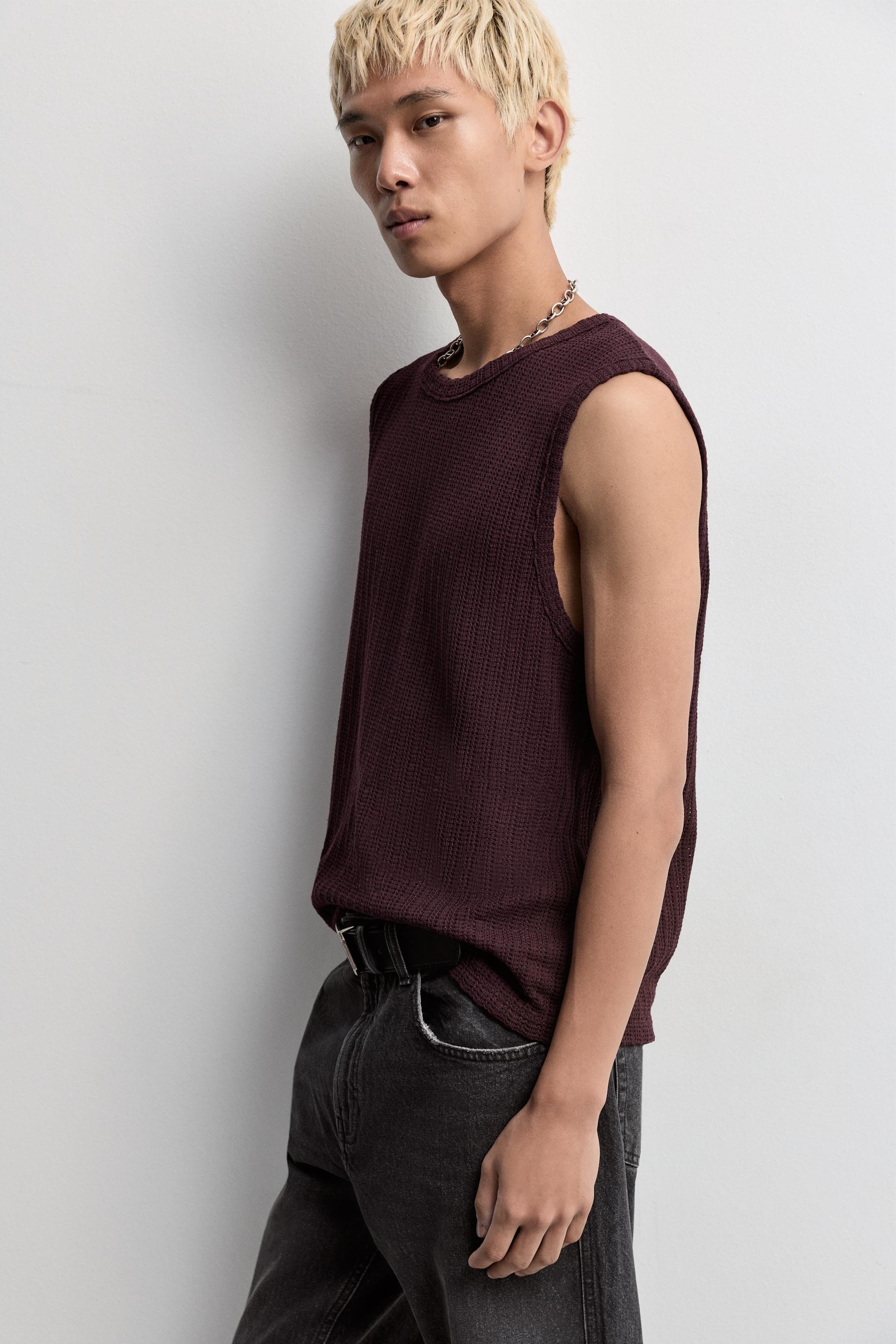 Textured tank top — WINE