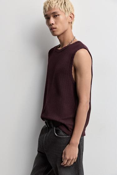 Textured tank top — WINE 5