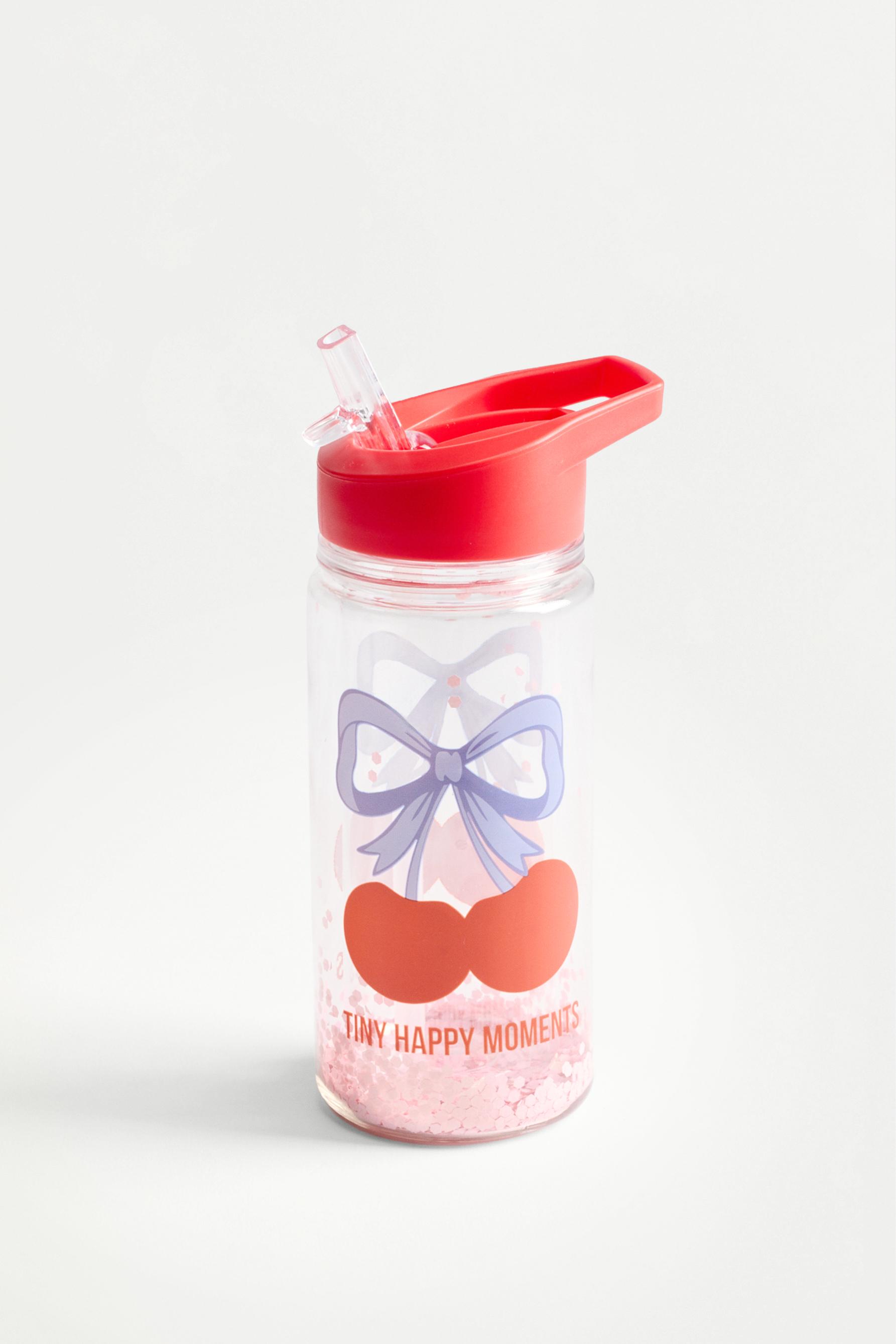 250ml cherry print sequin bottle — RED