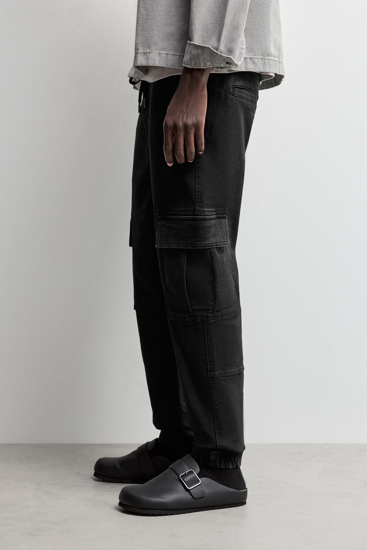 Cargo jogger jeans — BLACK